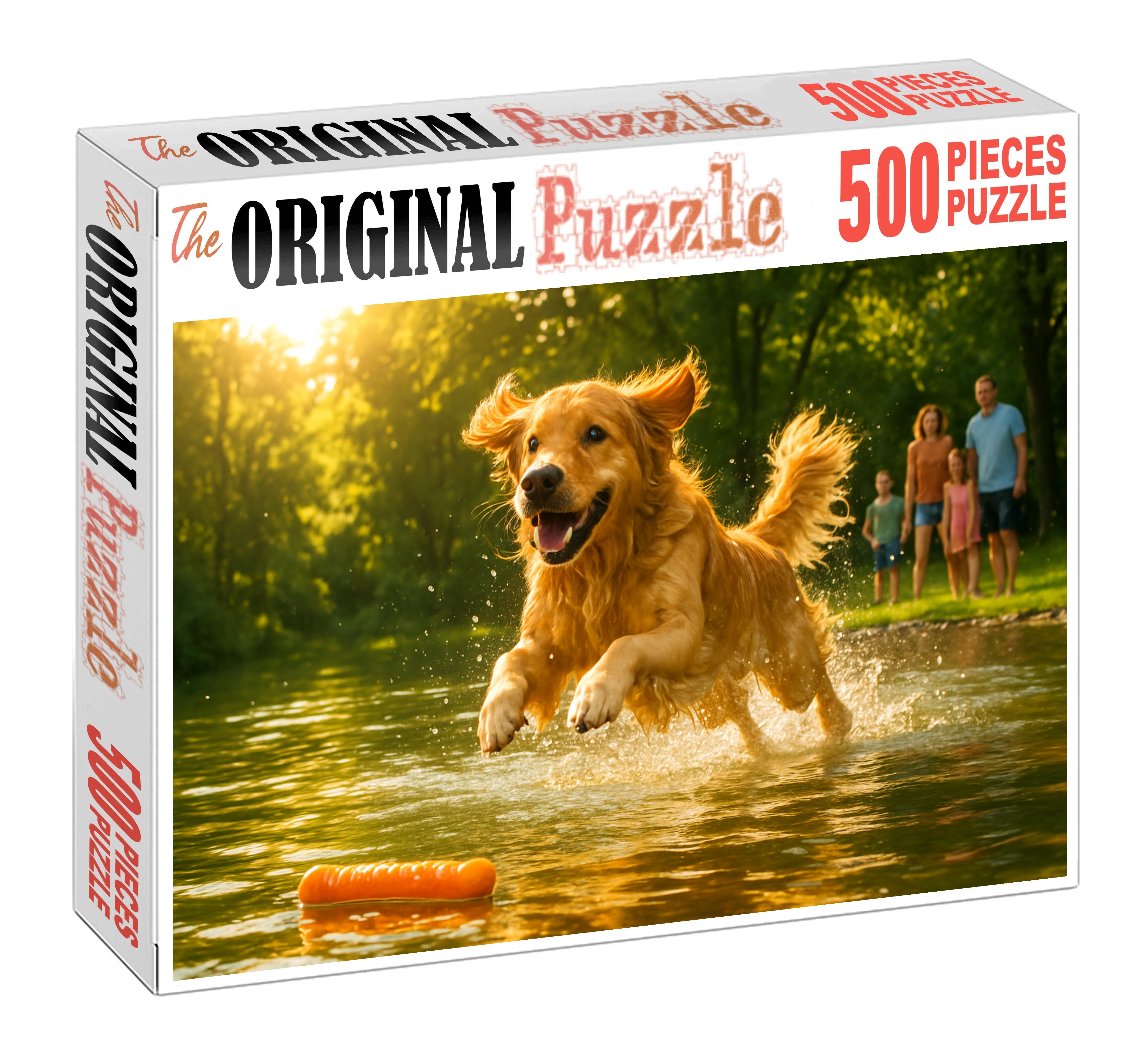 Amber Glow Warm-toned Retriever With Friendly Disposition Custom Jigsaw Puzzle