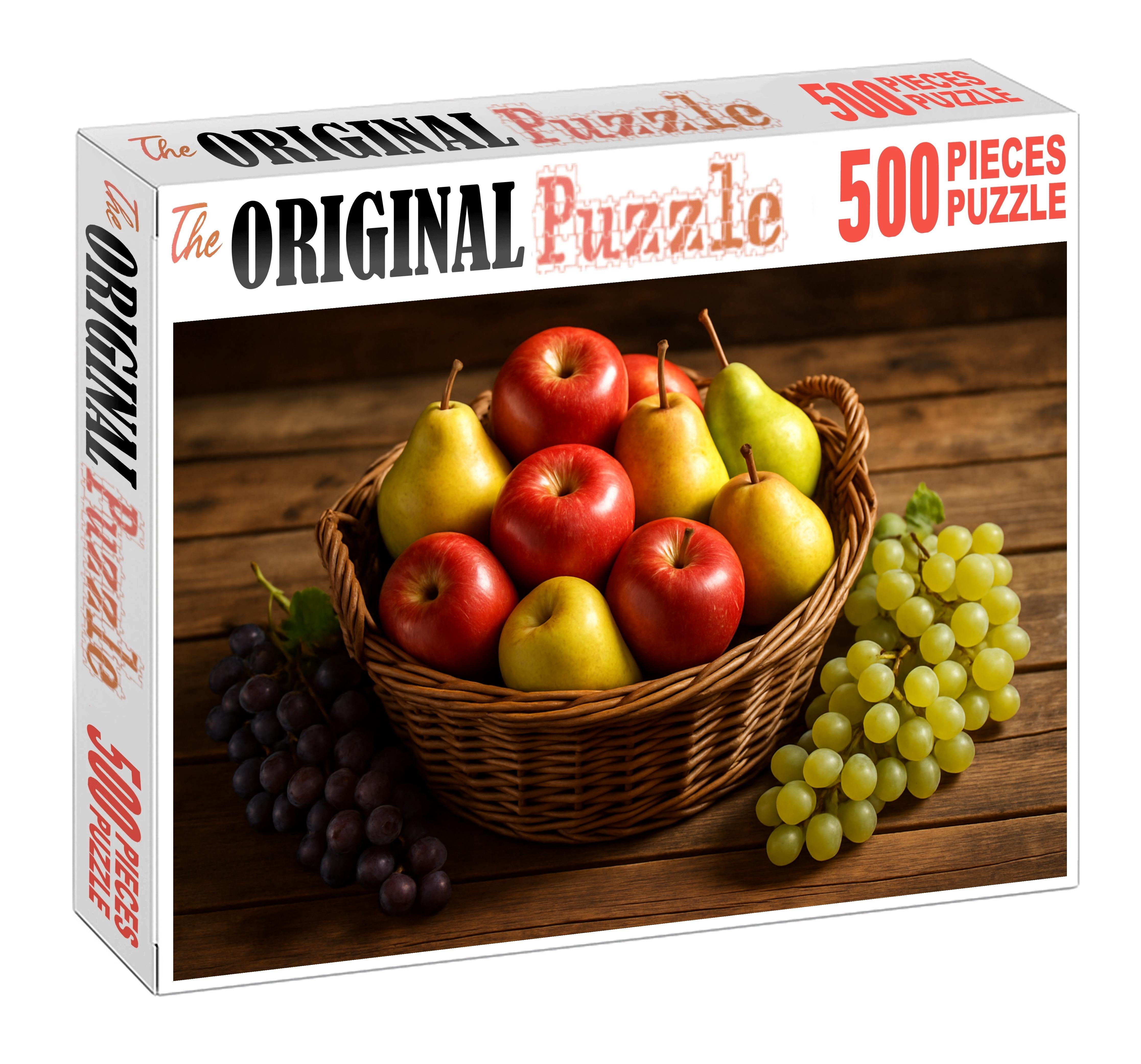 Harvest Basket Harmony Mixed Apples Pears And Late-season Grapes Mini Puzzle