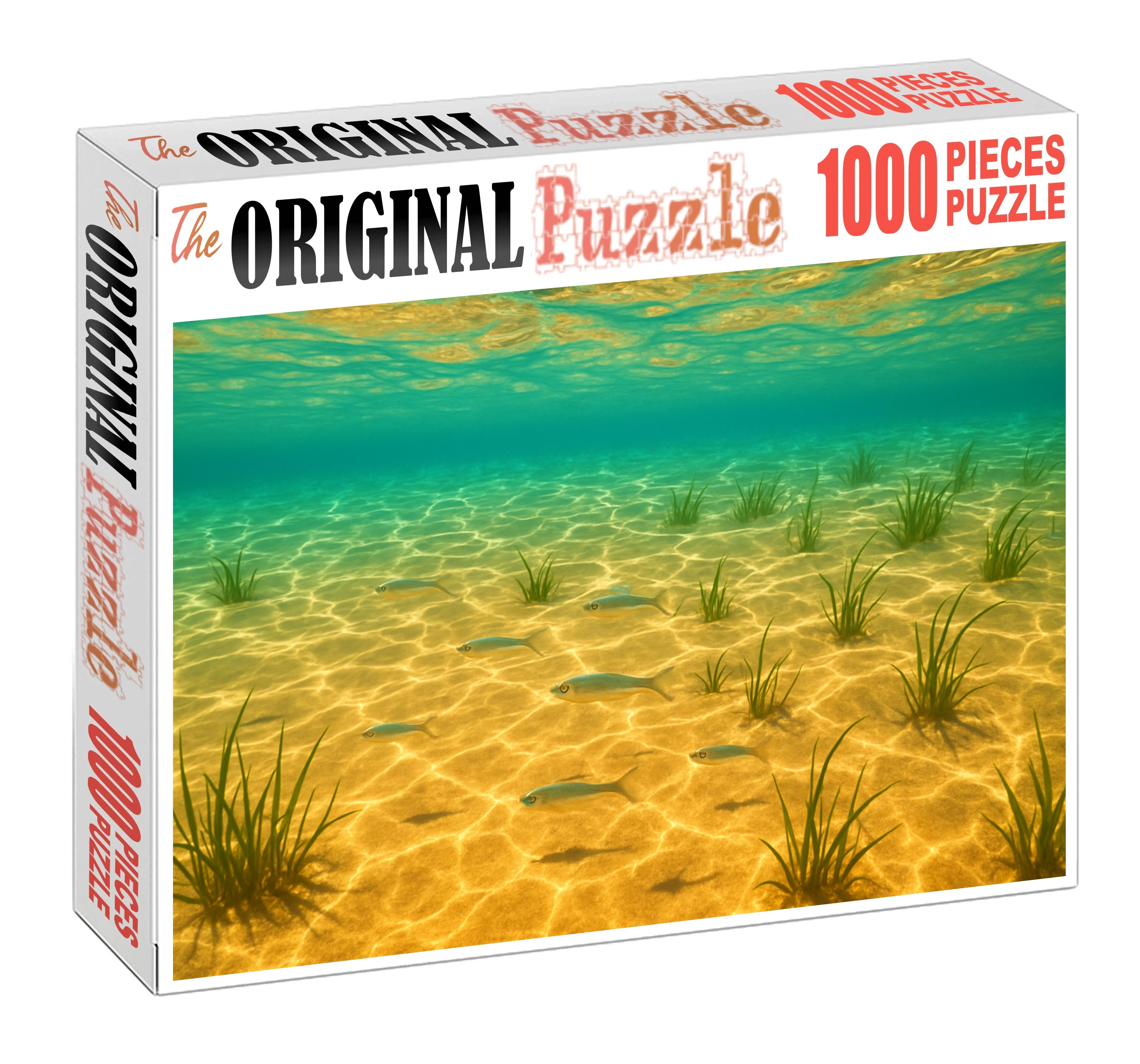 Golden Sandbar Drift Gentle Swells Over Sunlit Shallow Bottom 20 Piece Puzzle