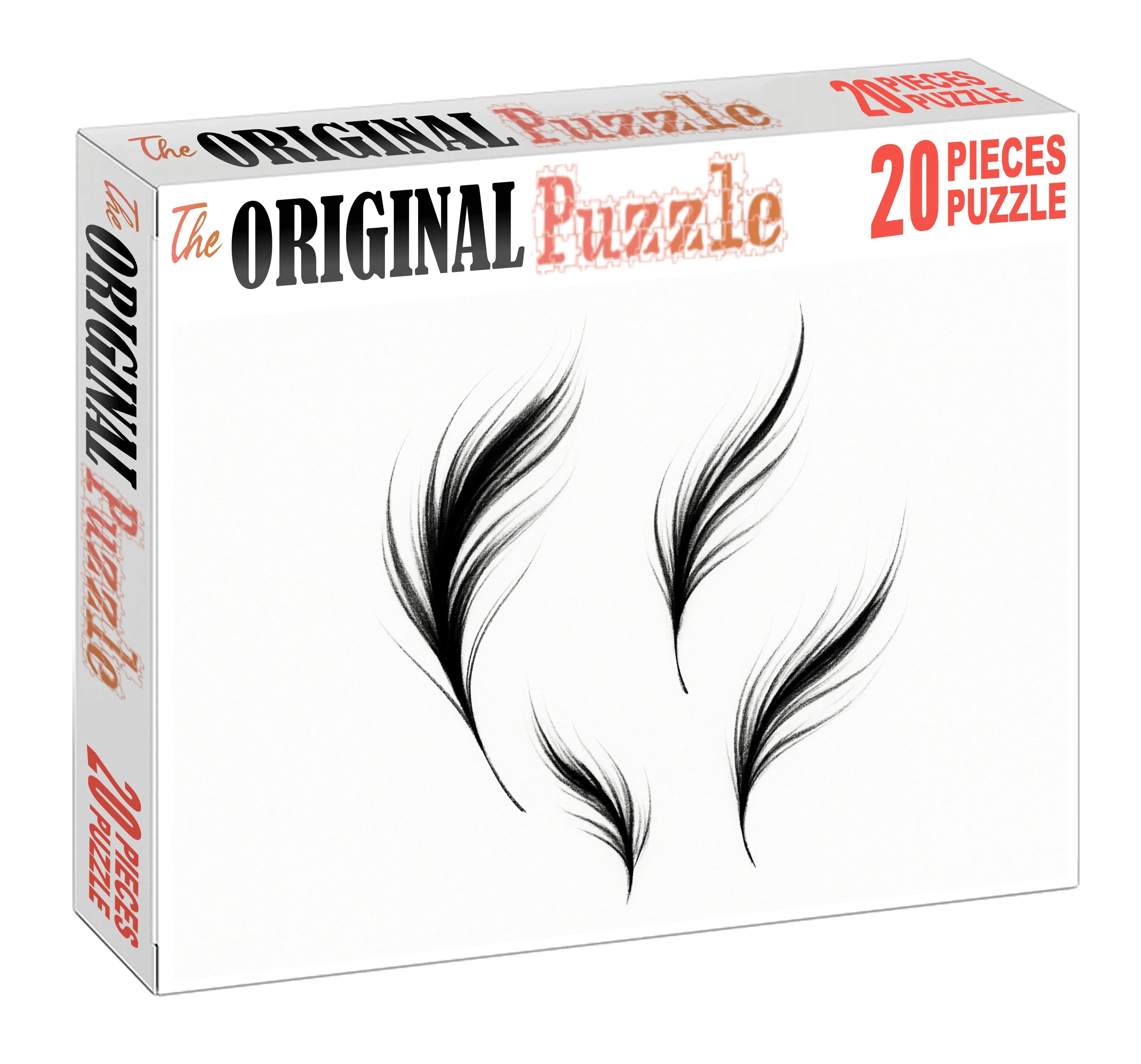 Abstract Feather Forms Minimalist Ink And Brush Stroke Study Puzzle Challenge