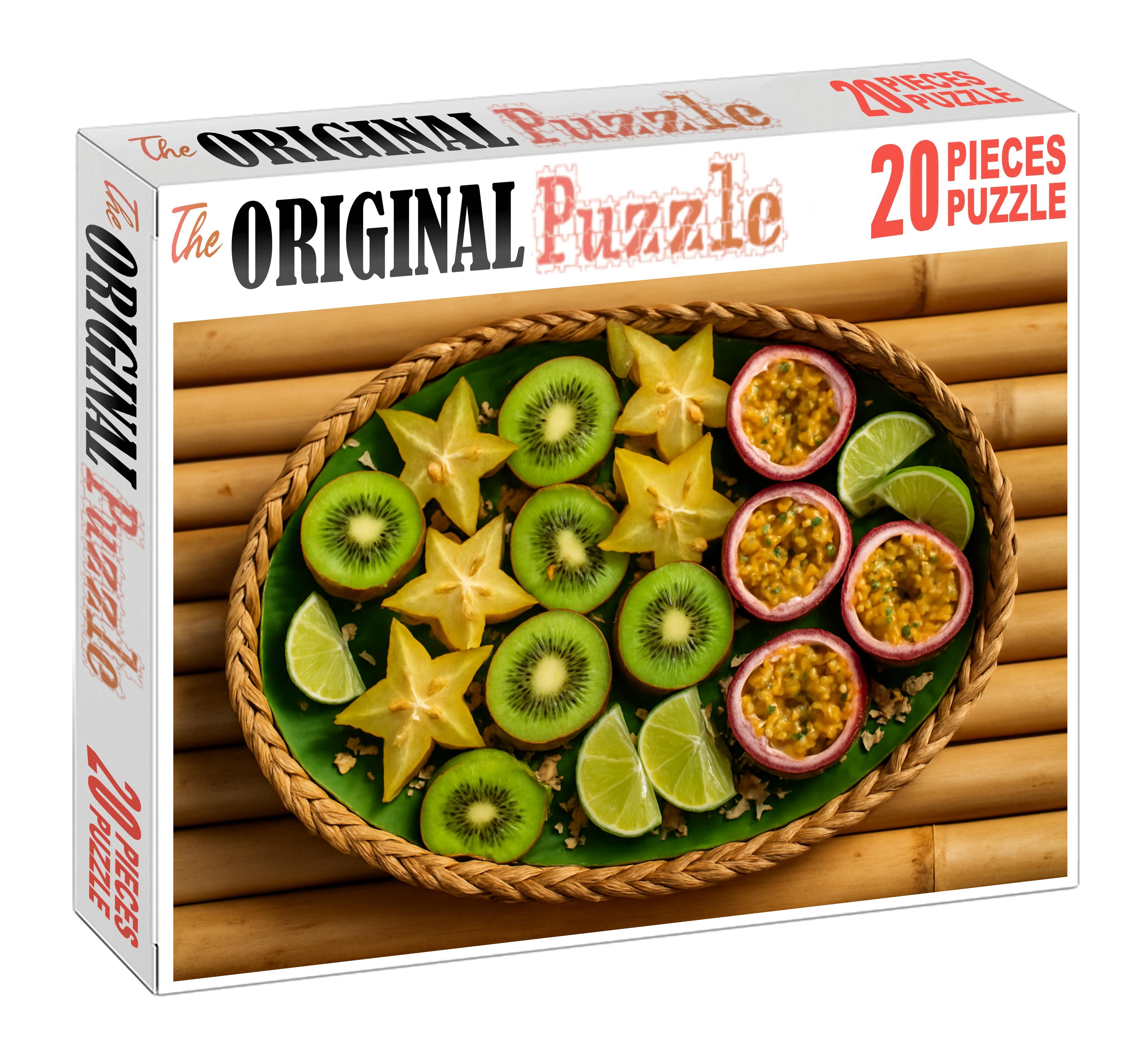 Exotic Fruit Fiesta Kiwi Halves Starfruit Slices And Passionfruit Bowls 20 Piece Puzzle