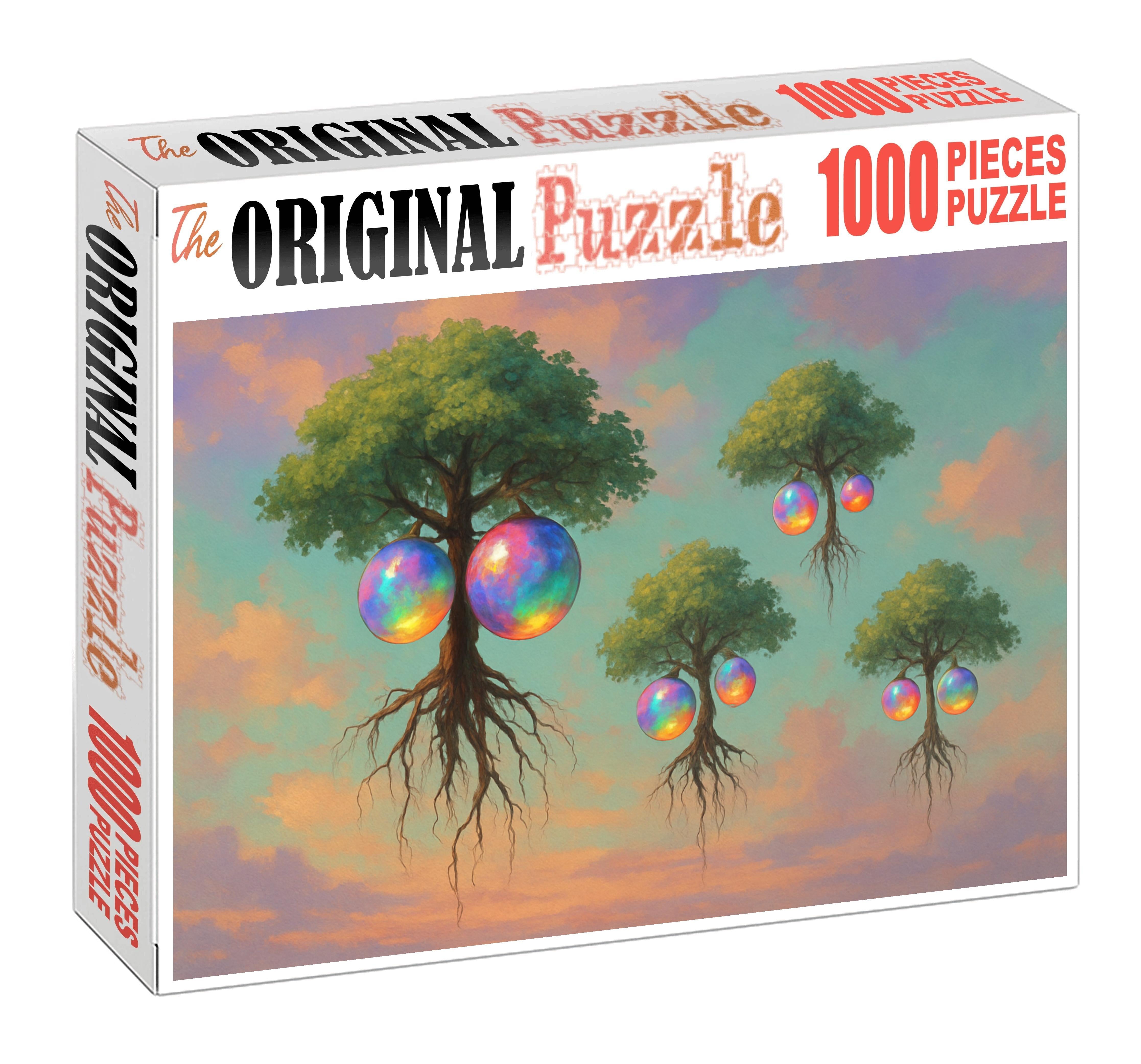 The Floating Orchard Gravity-defying Trees Bearing Shimmering Fruits Unique Puzzle Design