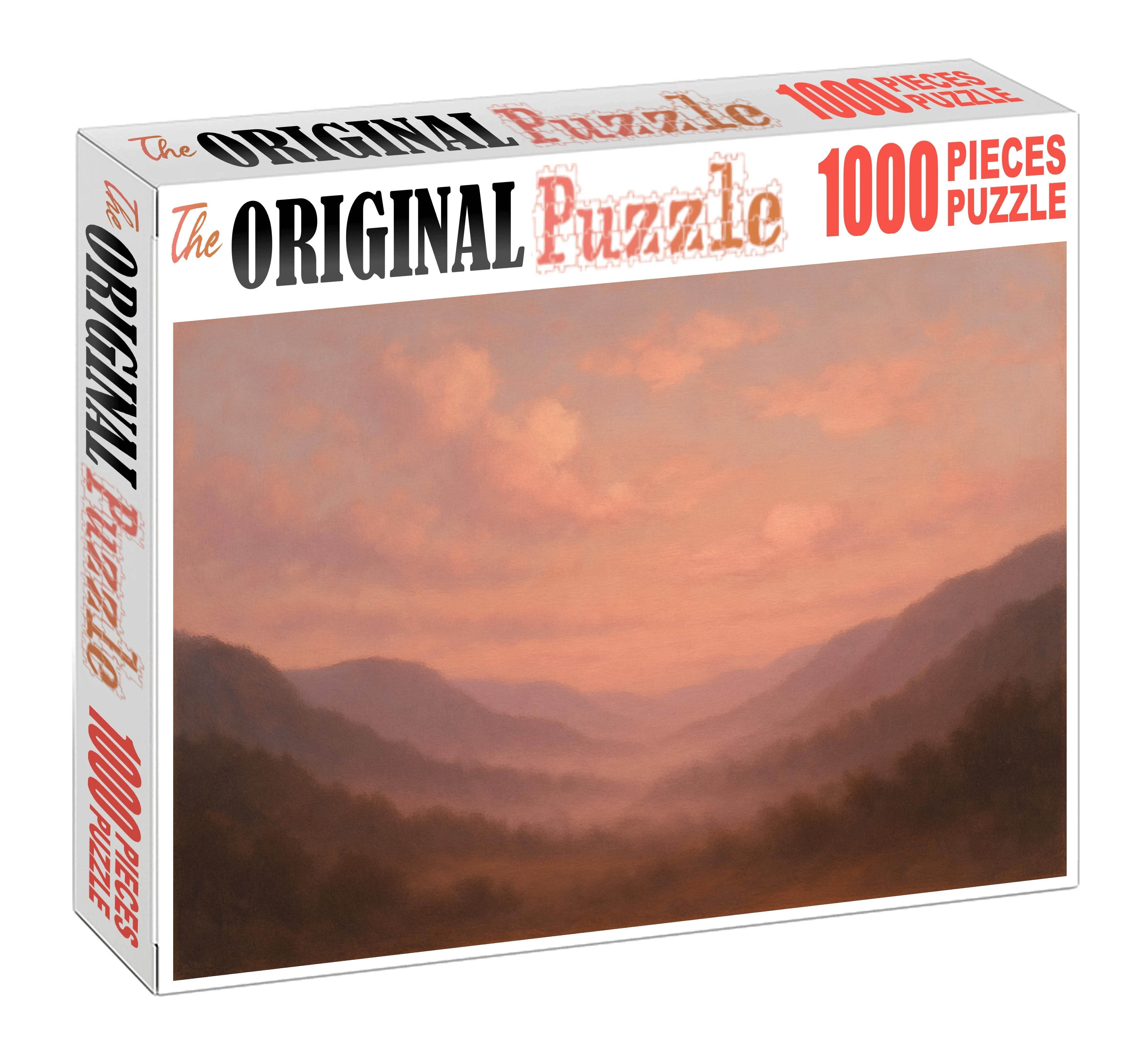 Soft Peach Mist Over Quiet Valley Mini Puzzle