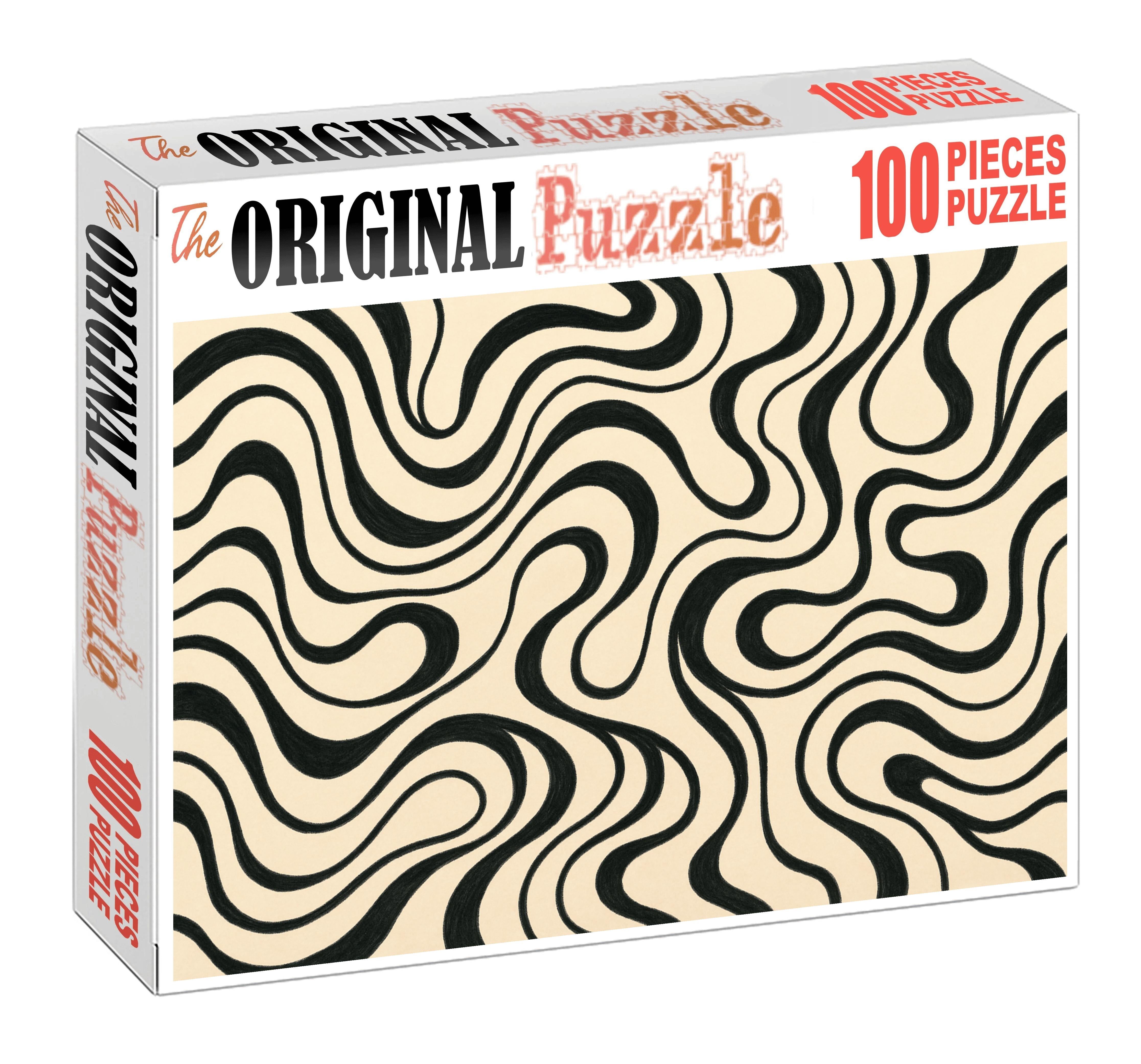 Abstract Organic Forms Freehand Ink Composition With Fluid Linework Large Format Puzzle