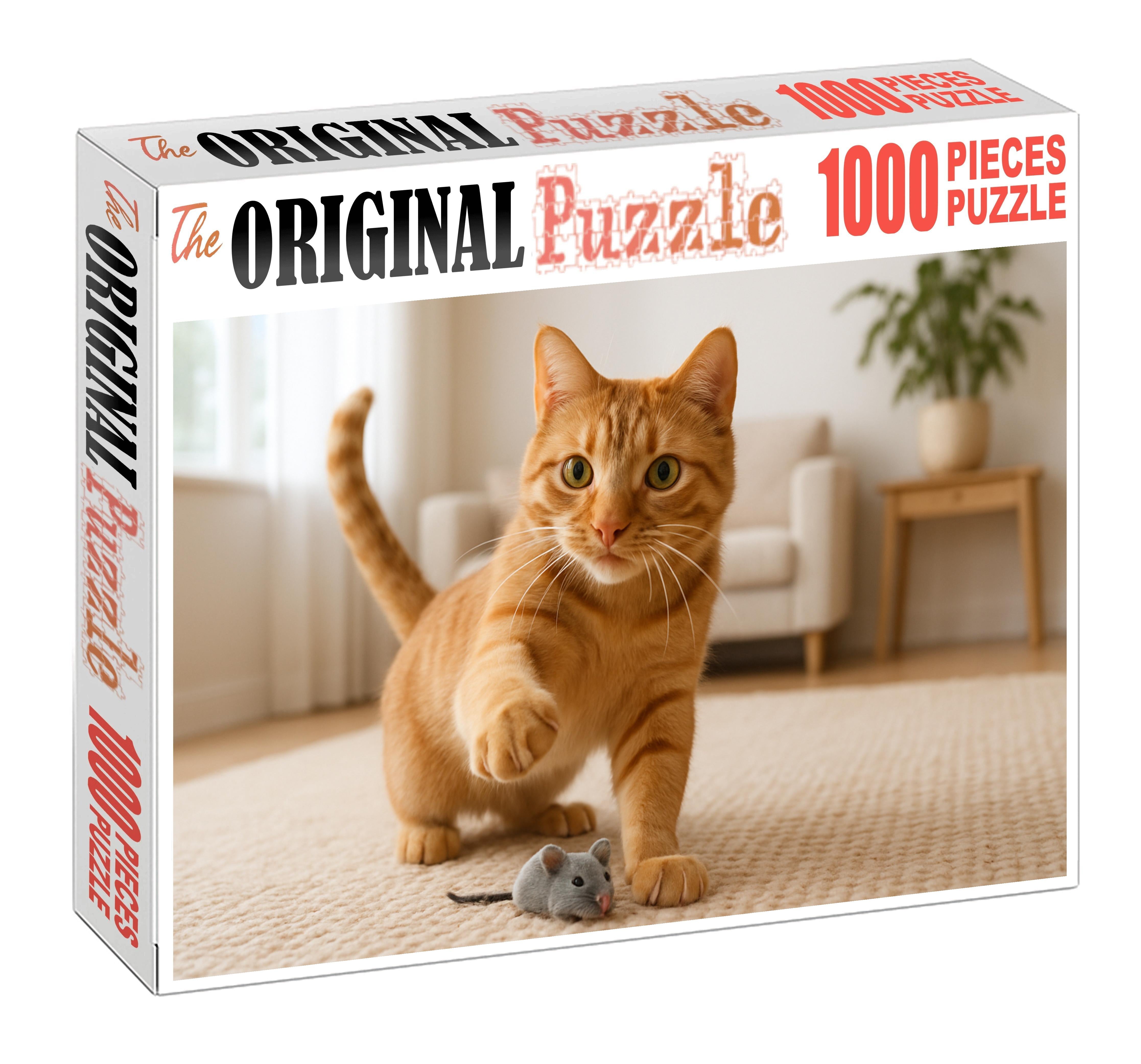 Amber Flicker Fiery Orange Ticked Tabby With Playful Wit Premium Puzzle Pieces