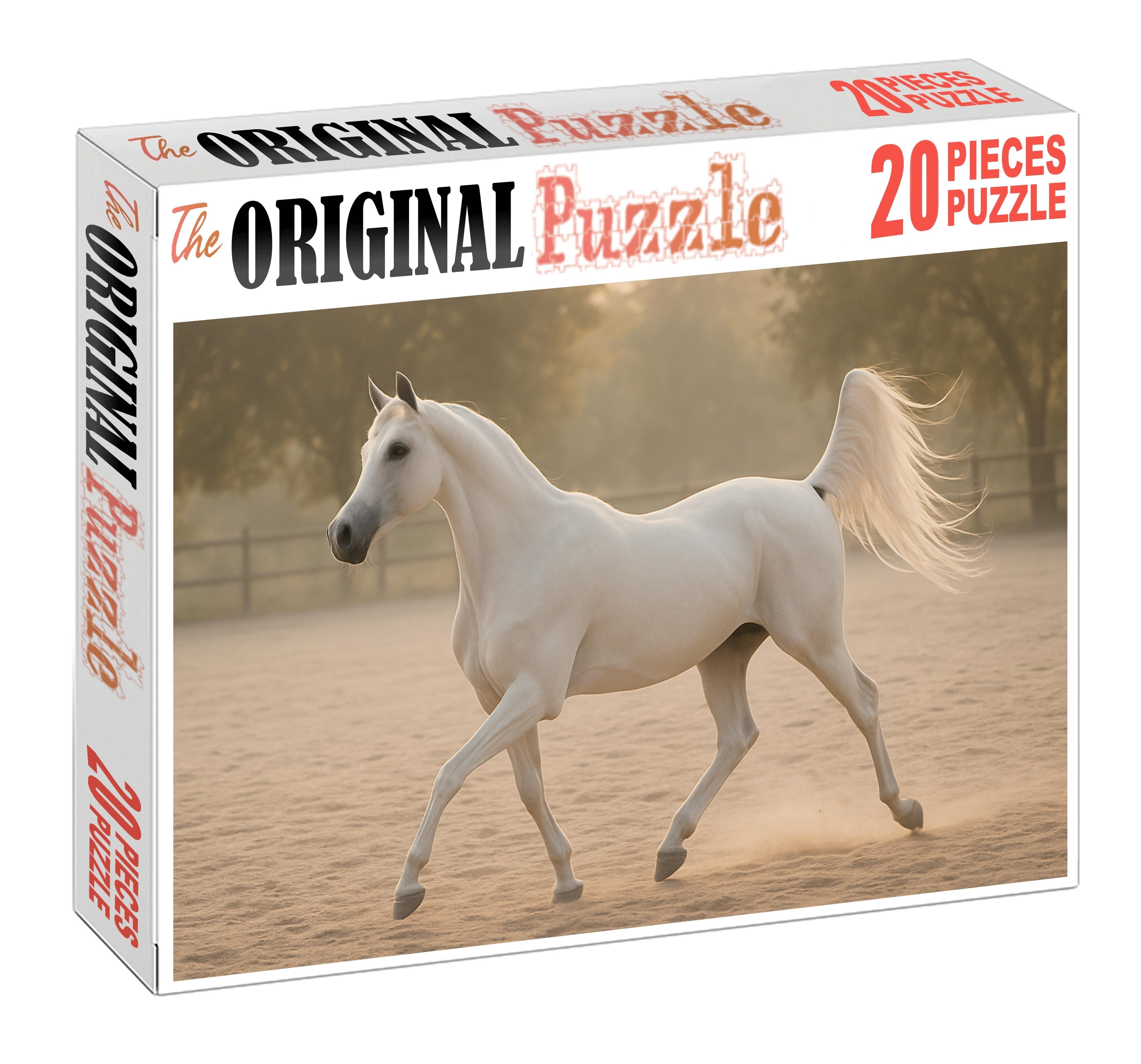 Snowfall Whisper Delicate White Arabian Mare With Fluid Movements 500 Piece Puzzle