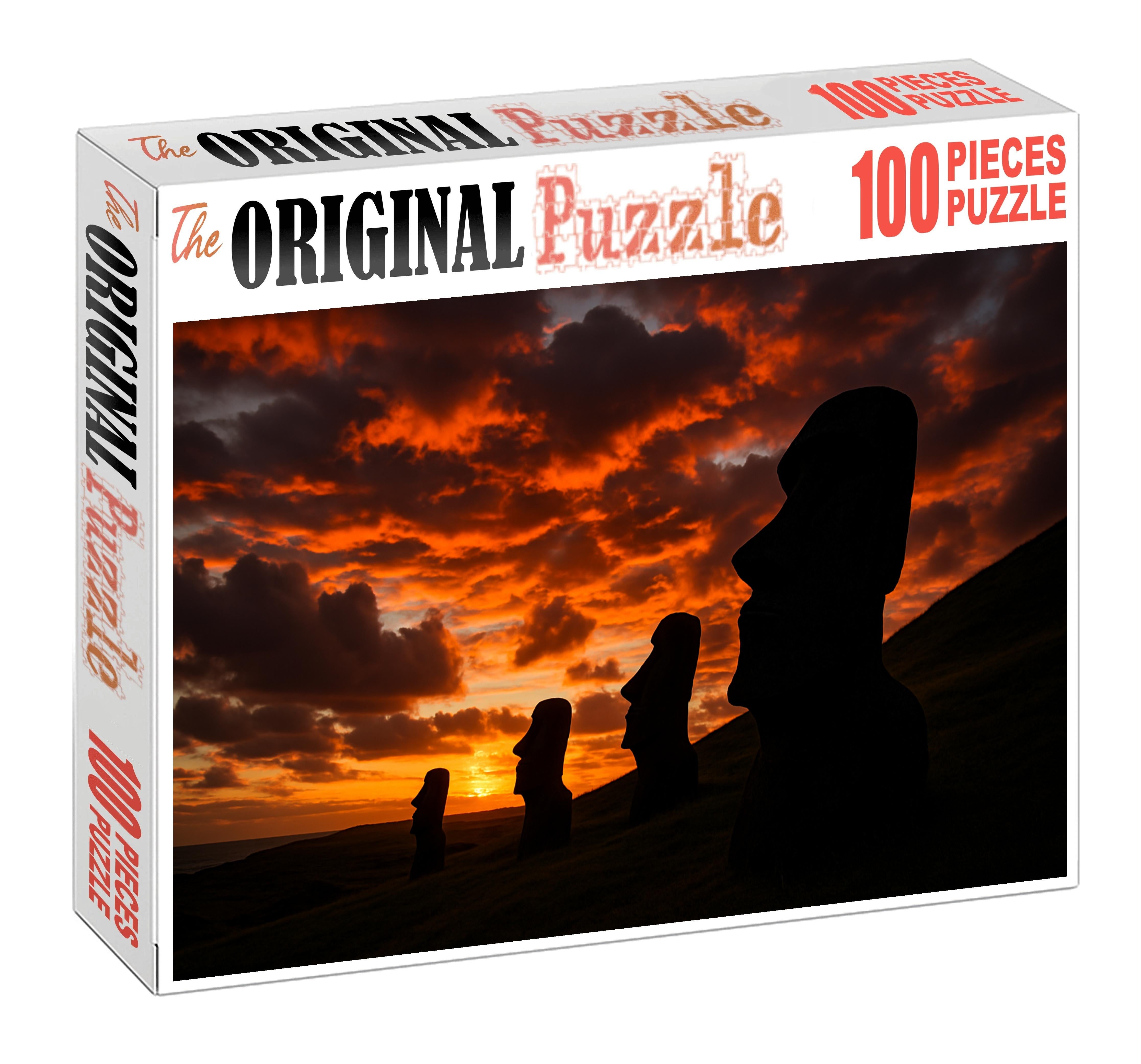 Moai Statues Of Easter Island Chile Identified By 6890 As Enigmatic Monolithic Sculptures Custom Jigsaw Puzzle
