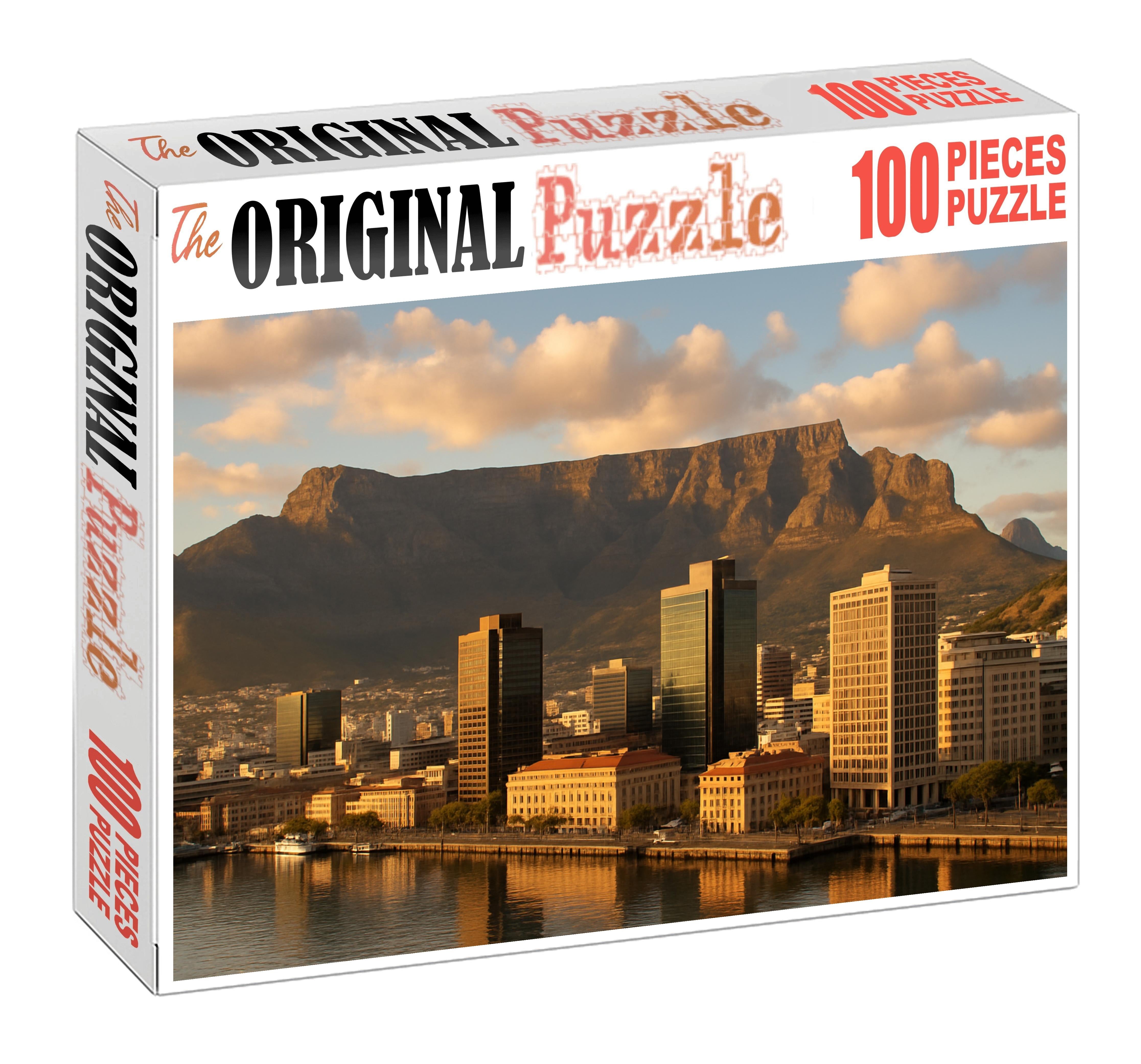 Cape Town Waterfront Skyline Coastal Skyline Framed By Table Mountain Featuring Modern Mixed-use Towers Along The Harbor Unique Puzzle Design