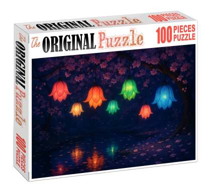 Blooming Lantern Festival Nighttime Garden Radiance With Floral Glow 20 Piece Puzzle
