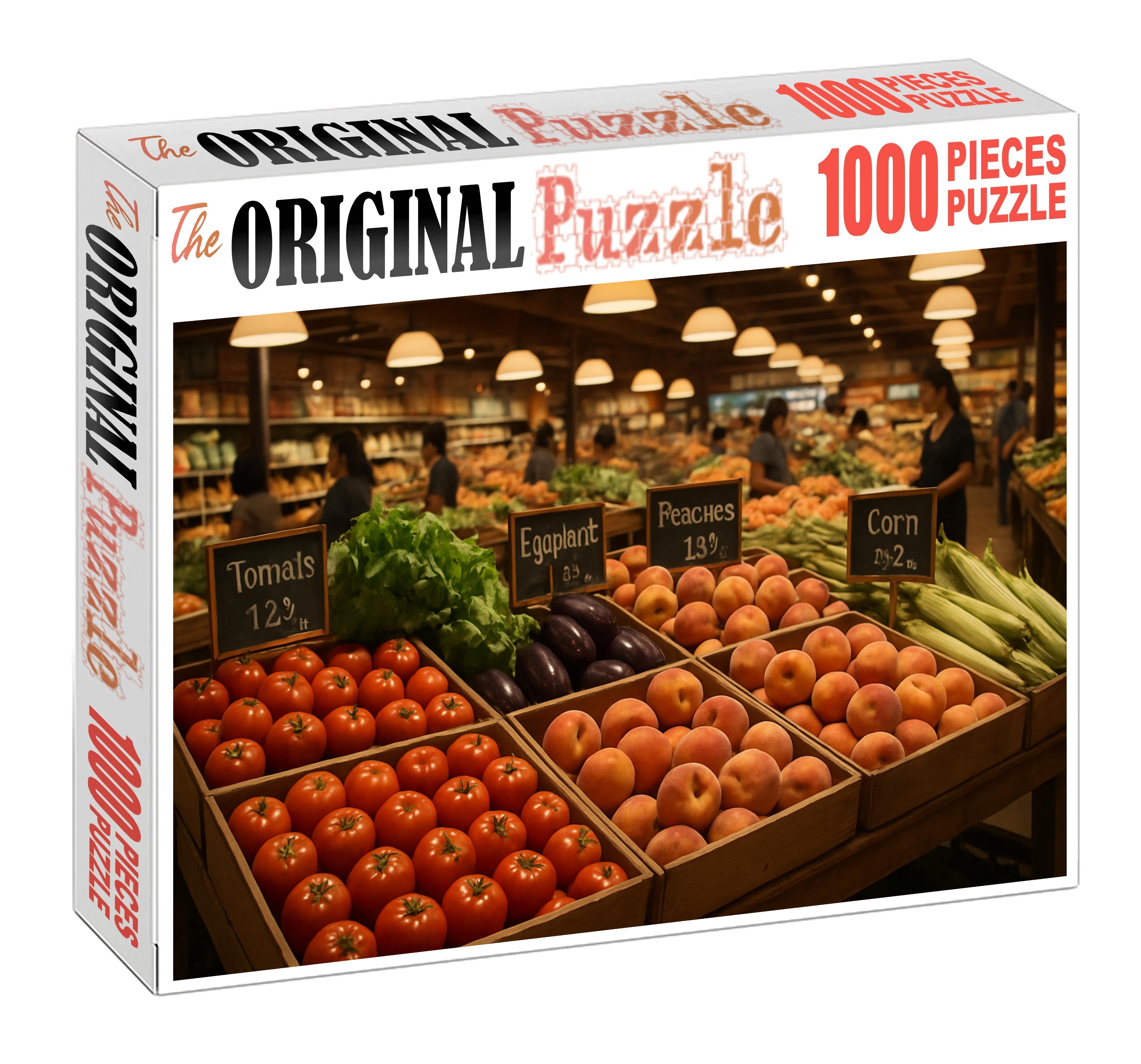 Fresh Market Lane Vibrant Produce Aisle With Seasonal Fruits And Vegetables Premium Puzzle Pieces