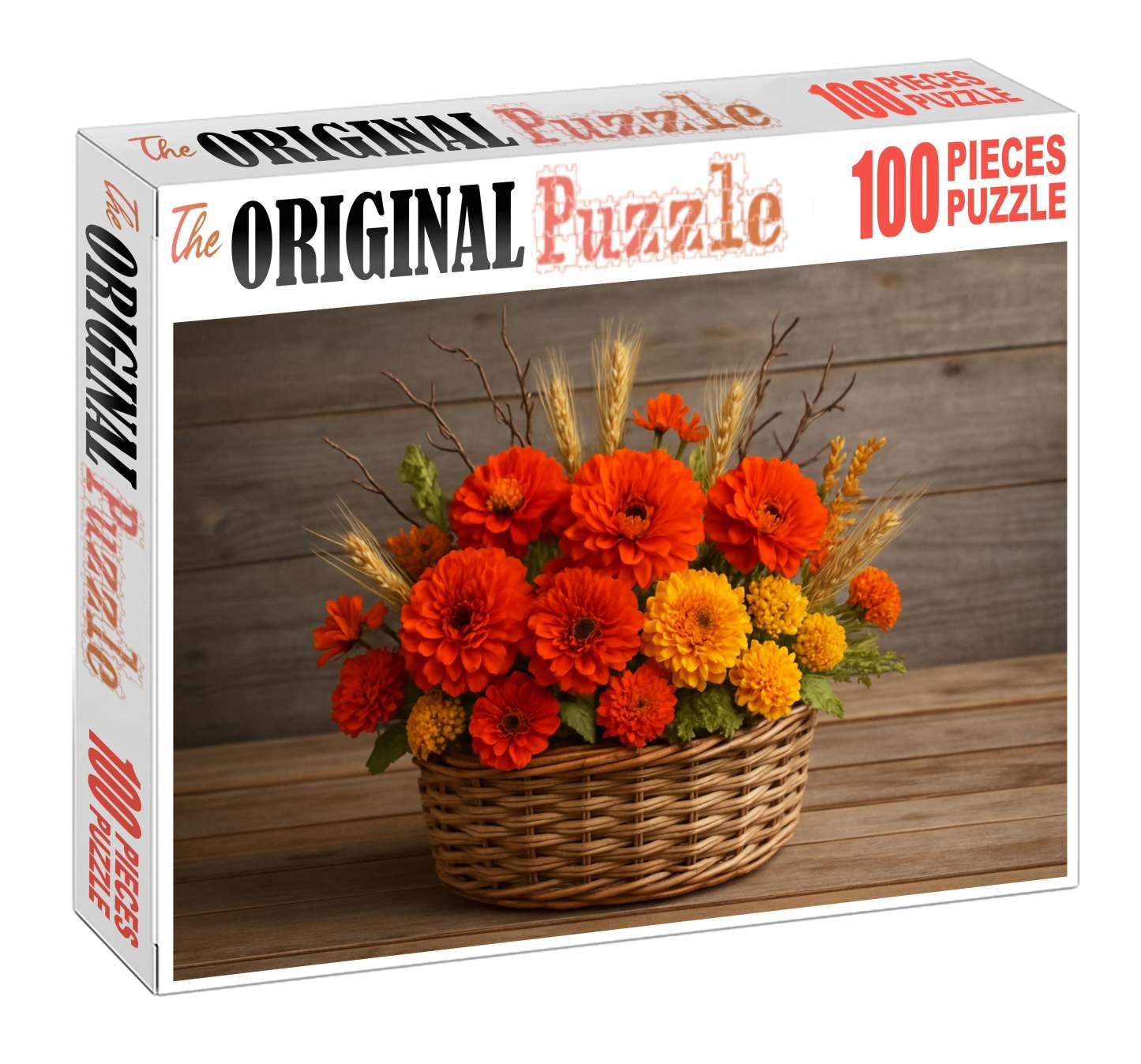 Rustic Autumn Harvest Basket Warm Orange Deep Red And Earthy Tones Family Puzzles