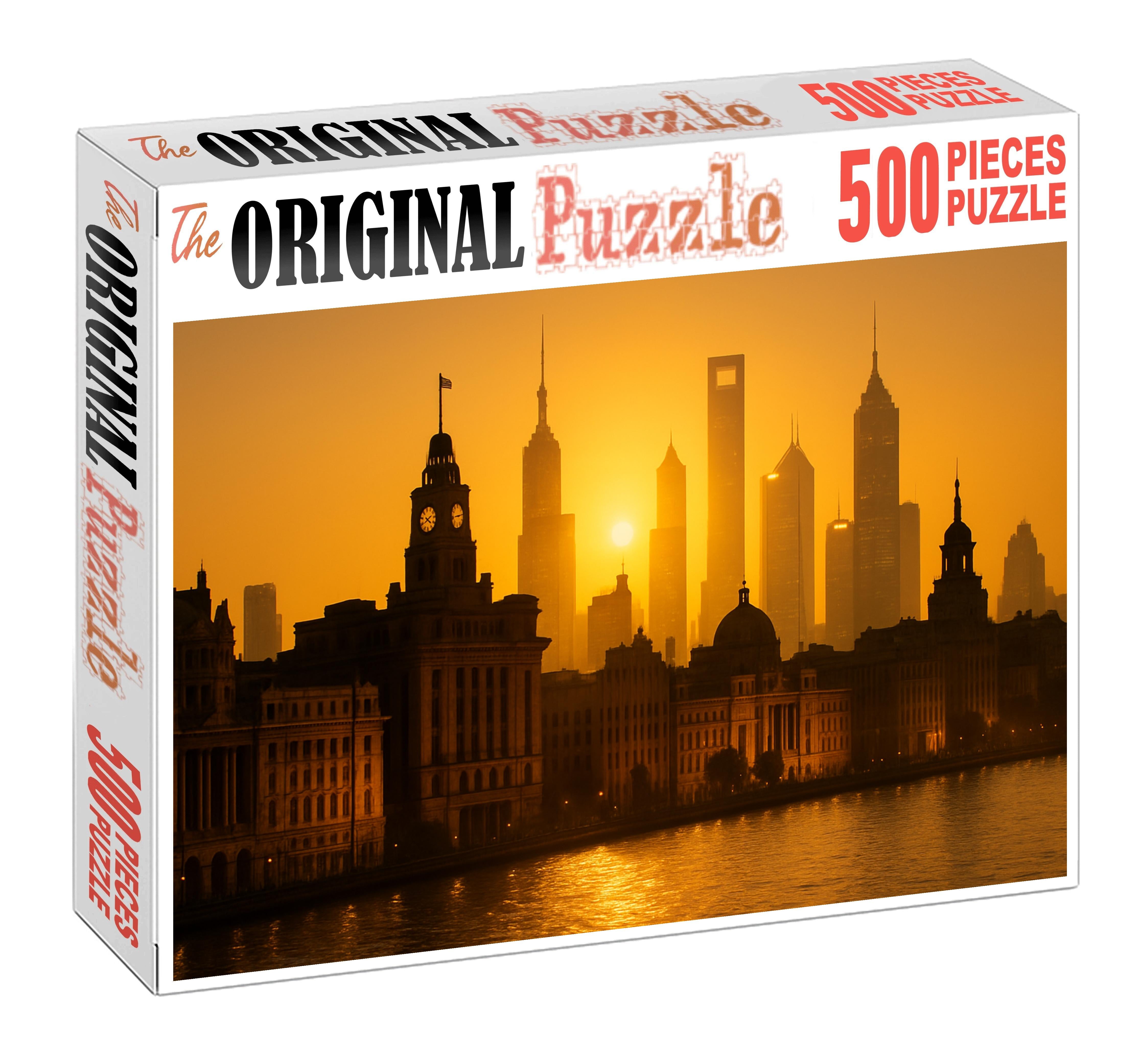 Shanghai Bund Skyline Historic Waterfront Panorama Known Globally For Its Blend Of Colonial And Modern Architecture Unique Puzzle Design
