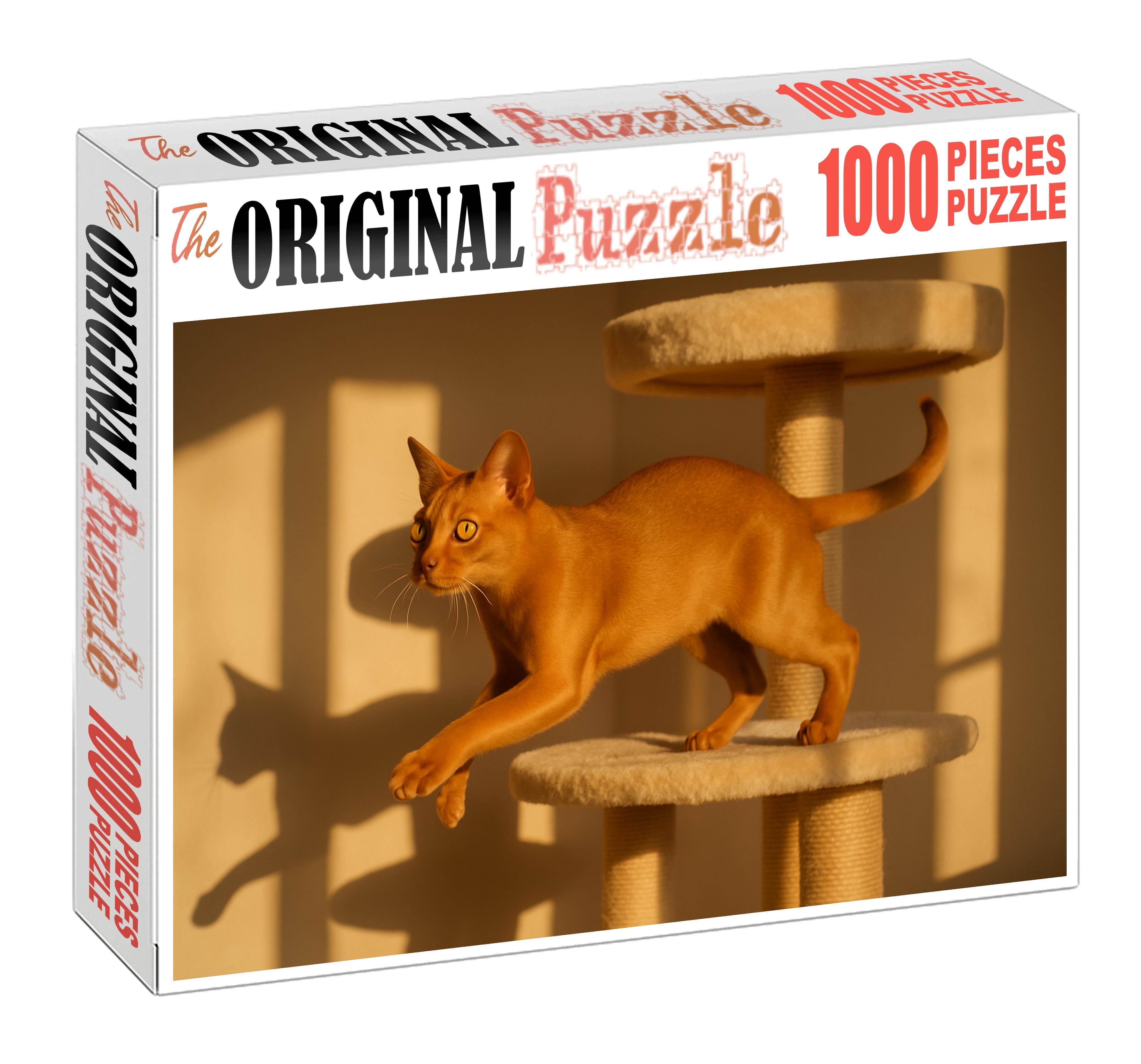 Golden Ripple Smooth Coated Cat With Luminous Yellow Eyes 20 Piece Puzzle