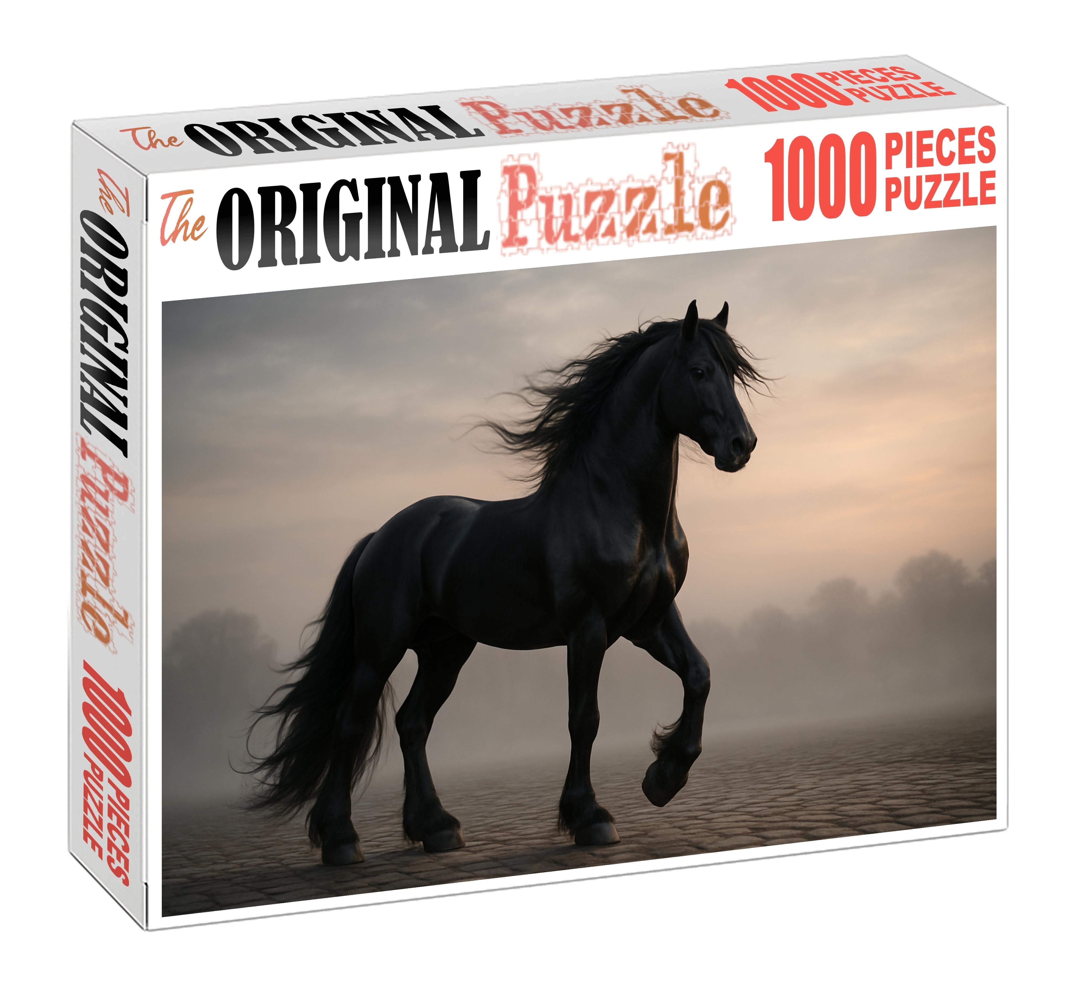 Velvet Night Friesian Stallion 1000 Piece Puzzle