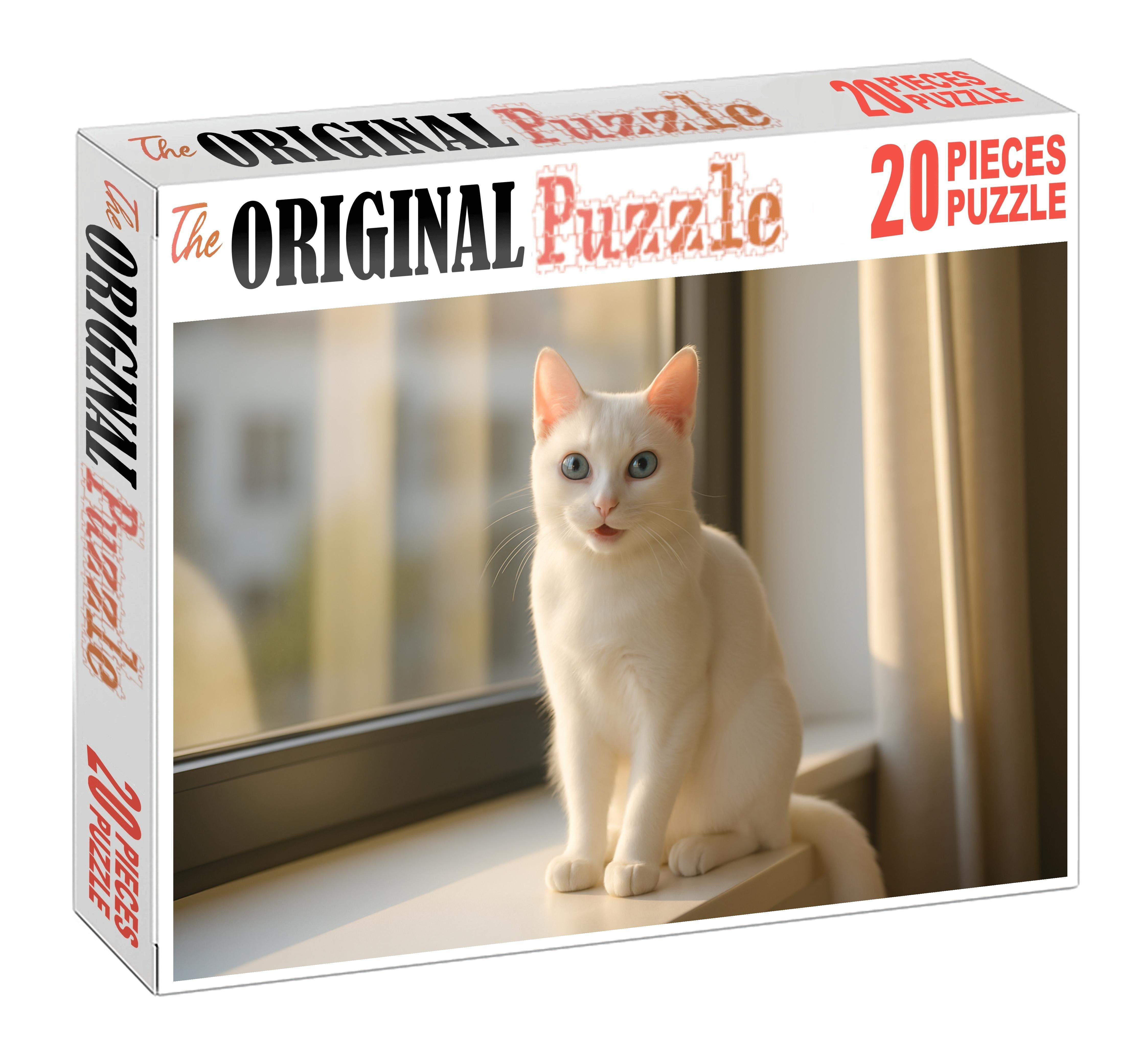 Ivory Moonbeam Sleek White Shorthair With Playful Intelligence Puzzle Fun