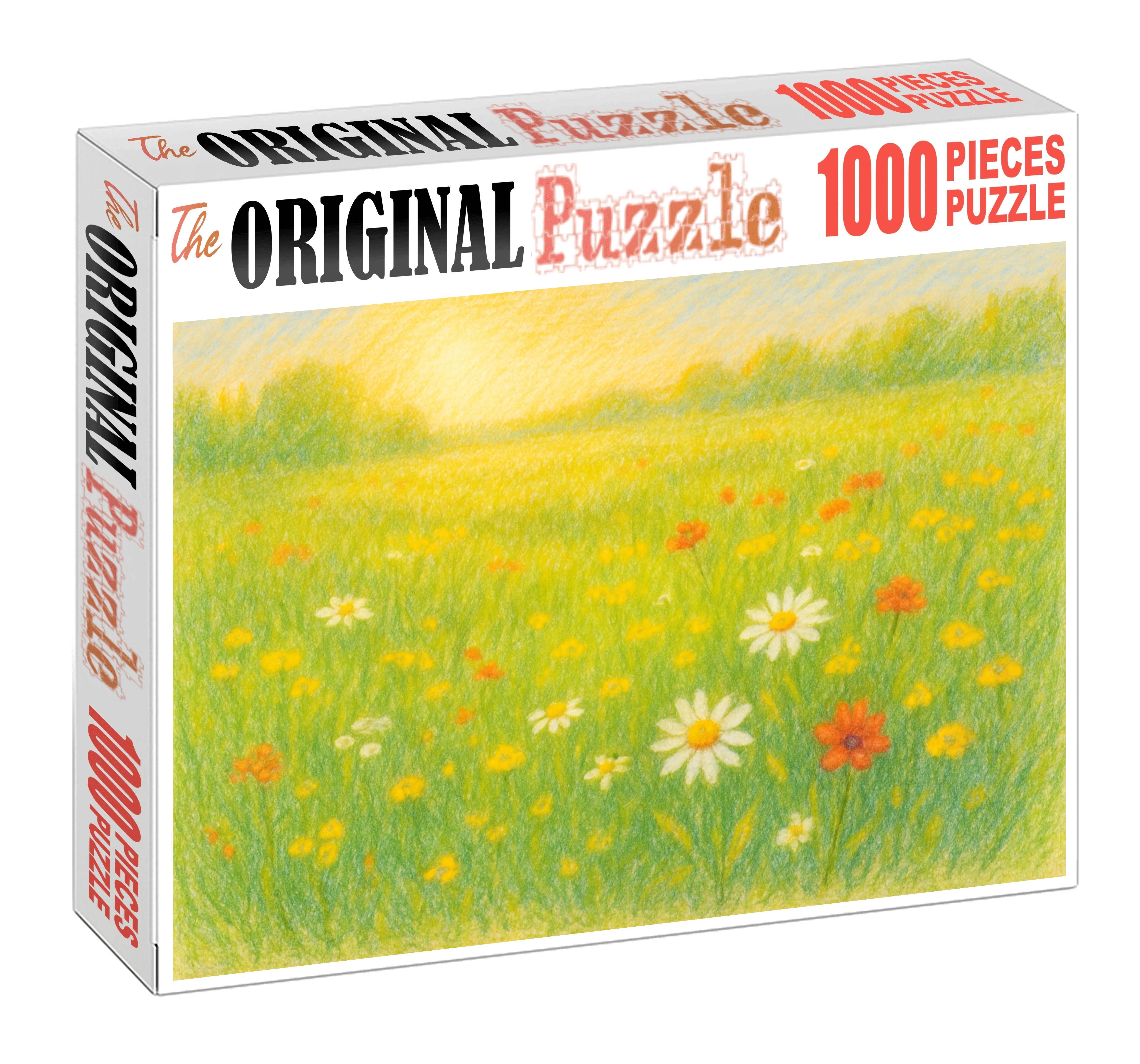 Sunlit Meadow Study Colored Pencil Layers With Gentle Line Definition Large Format Puzzle