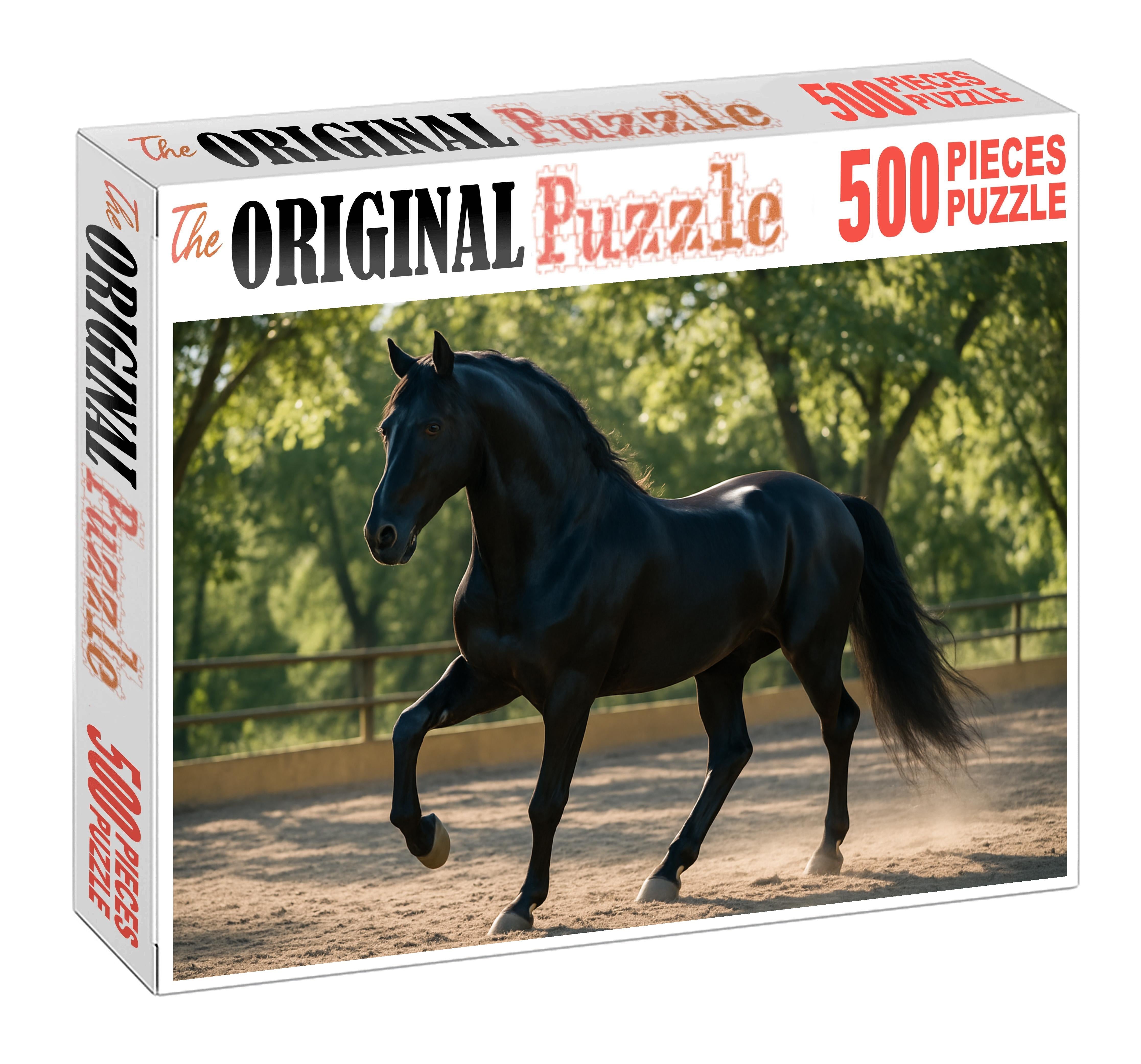 Velvet Midnight Dancer Graceful Black Andalusian Stallion 500 Piece Puzzle