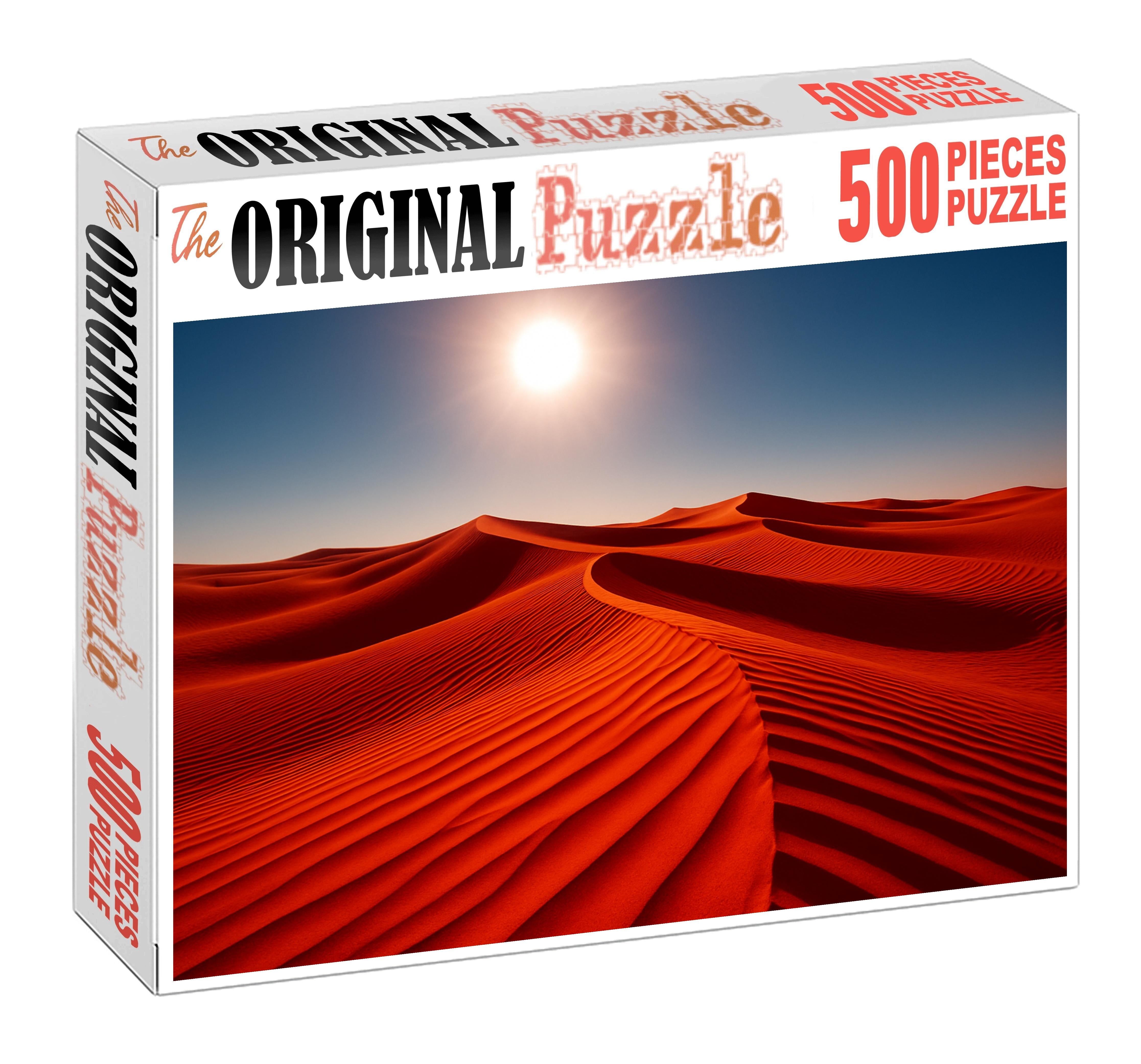 Crimson Wave Undulating Red Sand Ridges Under Midday Sun Large Format Puzzle