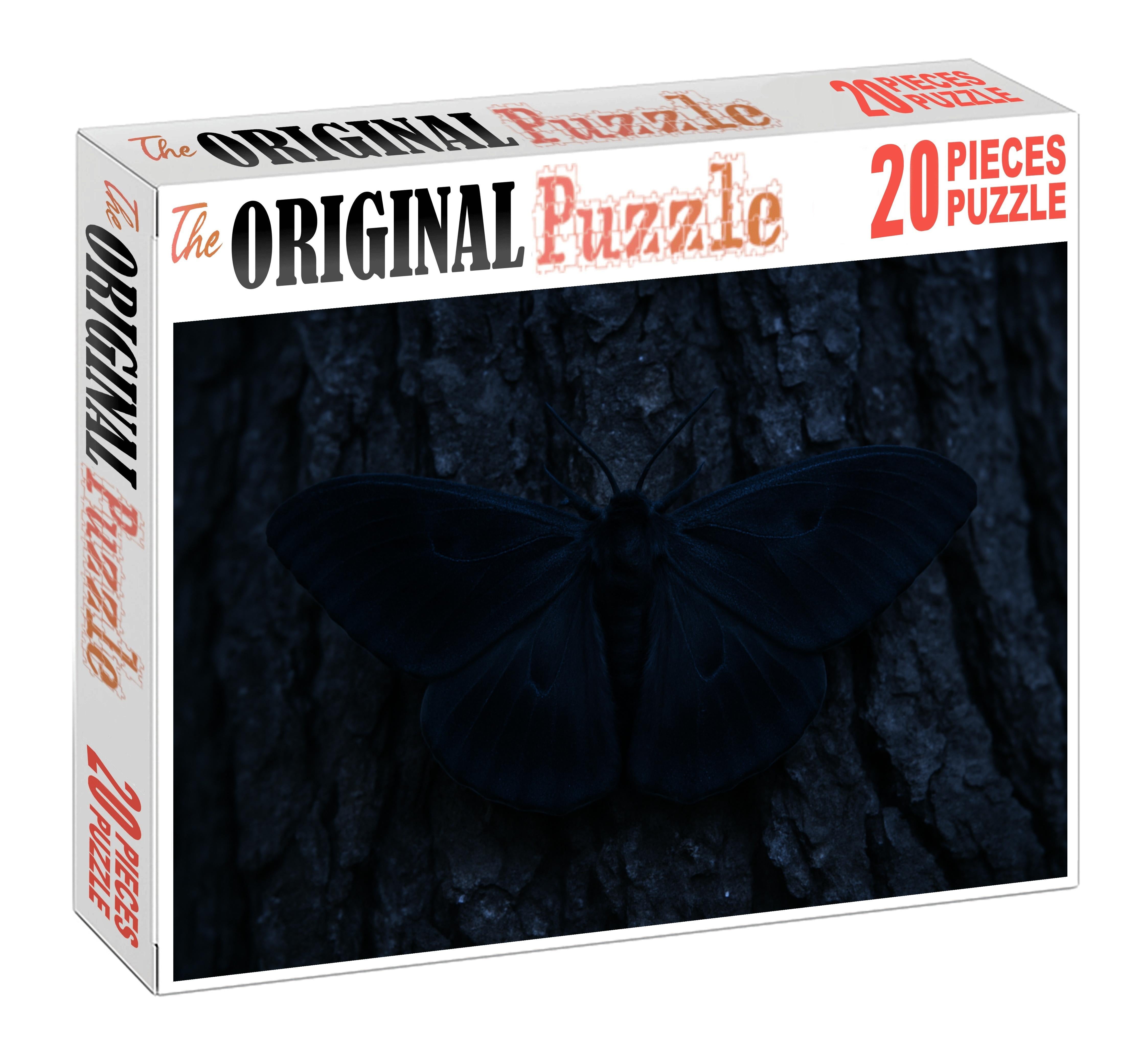 Obsidian Velvet Moth Nocturnal Insect With Glossy Black Wings And Silent Flight Puzzle Collection