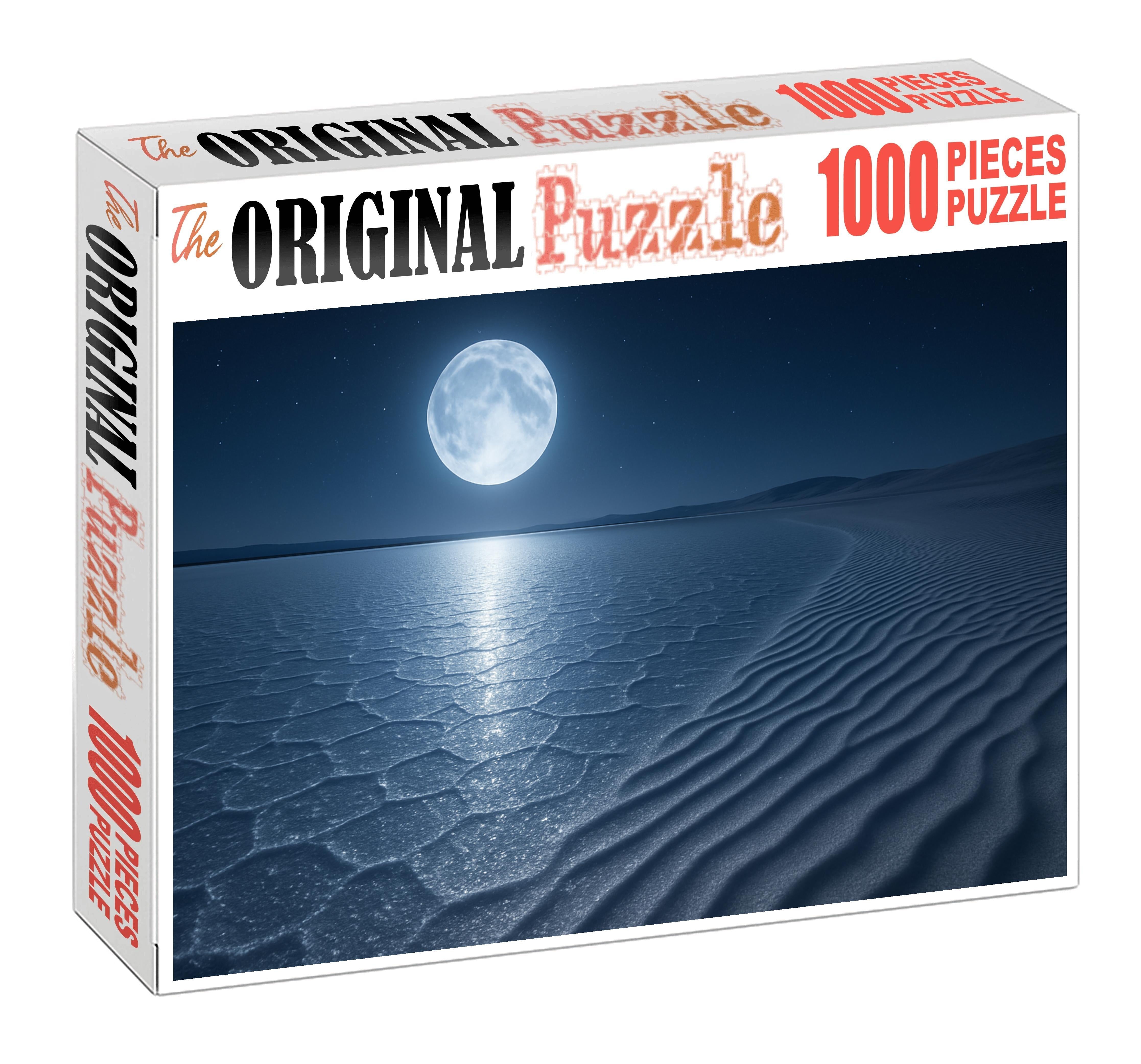 Moonlit Silver Flats Salt Crust And Whispering Sand Ripples Large Format Puzzle