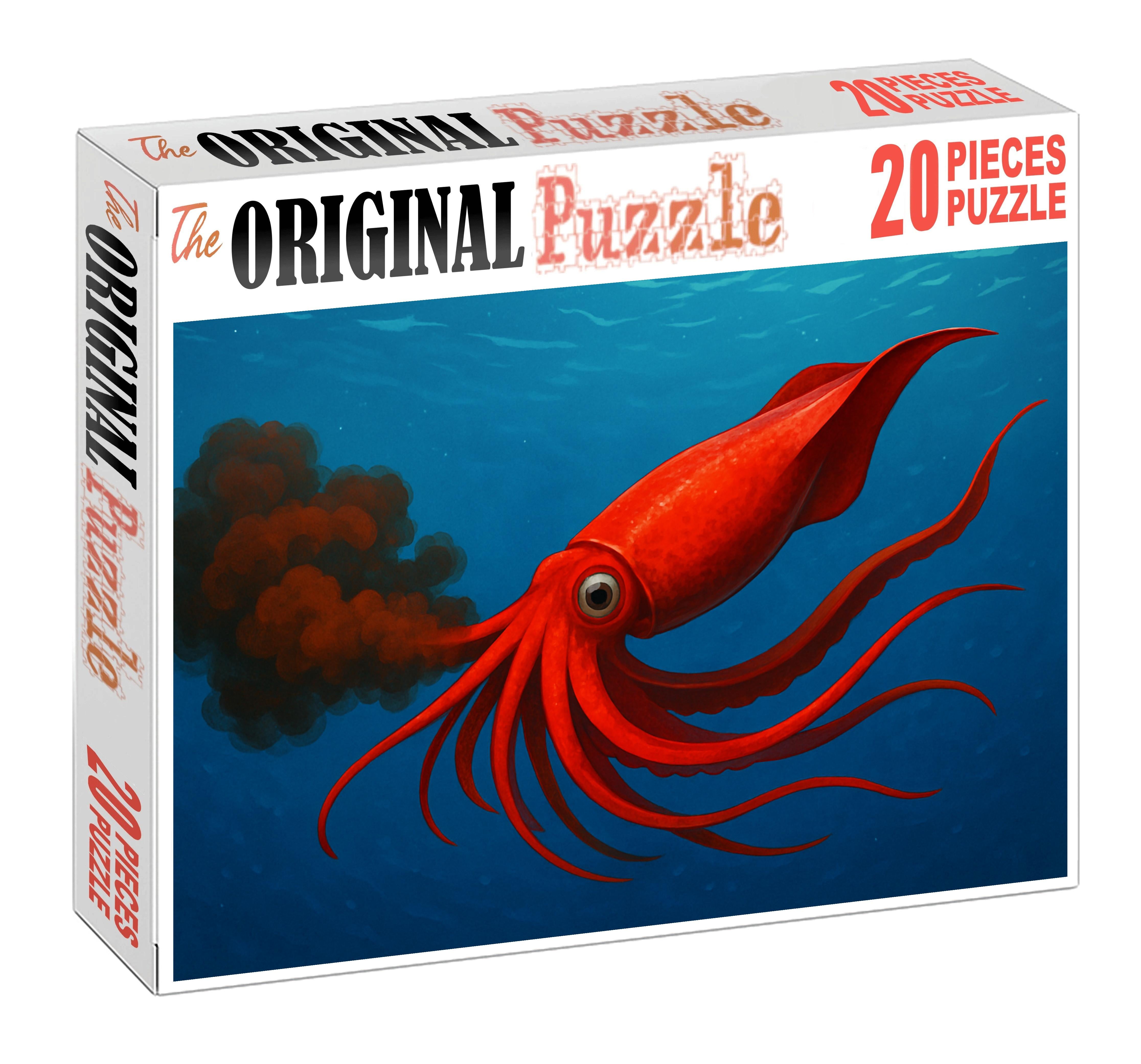 Crimson Wave Squid Agile Cephalopod With Waving Red Fins And Ink Veil 200 Piece Puzzle