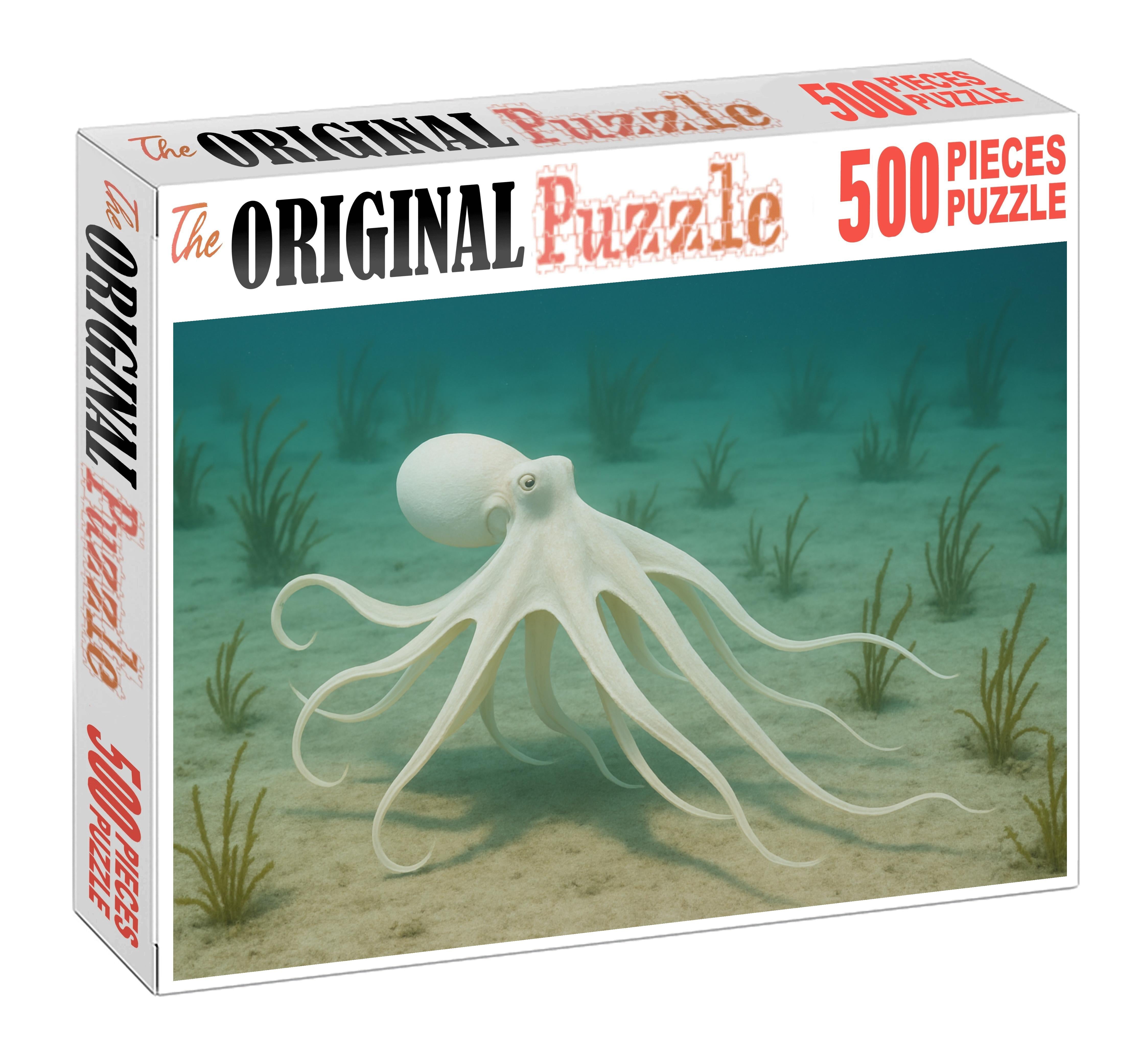 Ivory Ribbon Octopus Graceful Cephalopod With Flowing Tentacles Mini Puzzle