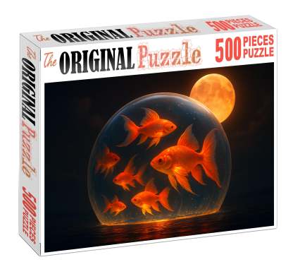 Harvest Moon Aquarium Giant Fishes Swimming Through Amber Night Puzzle Fun