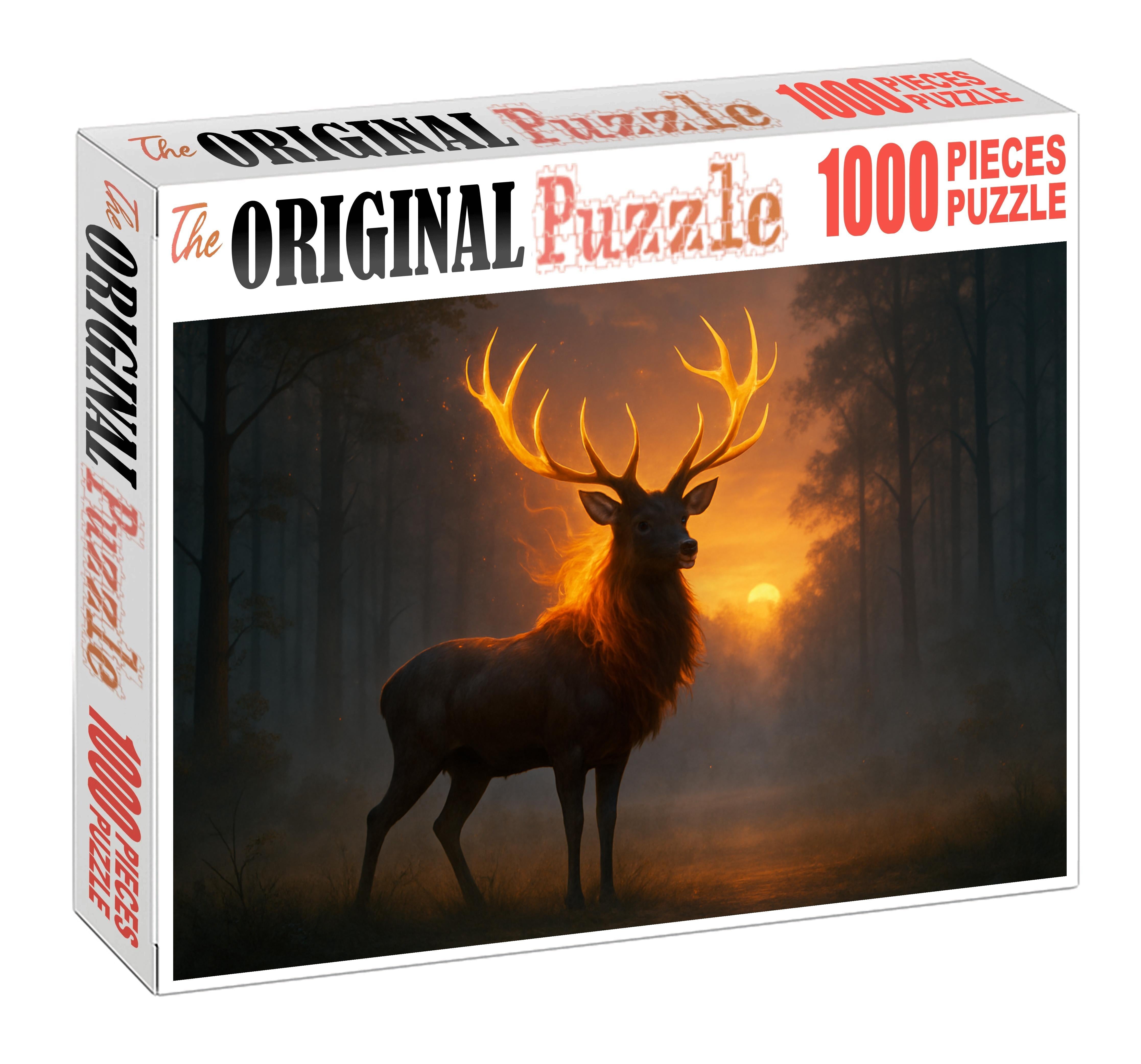 Gilded Embermane Stag Unique Puzzle Design