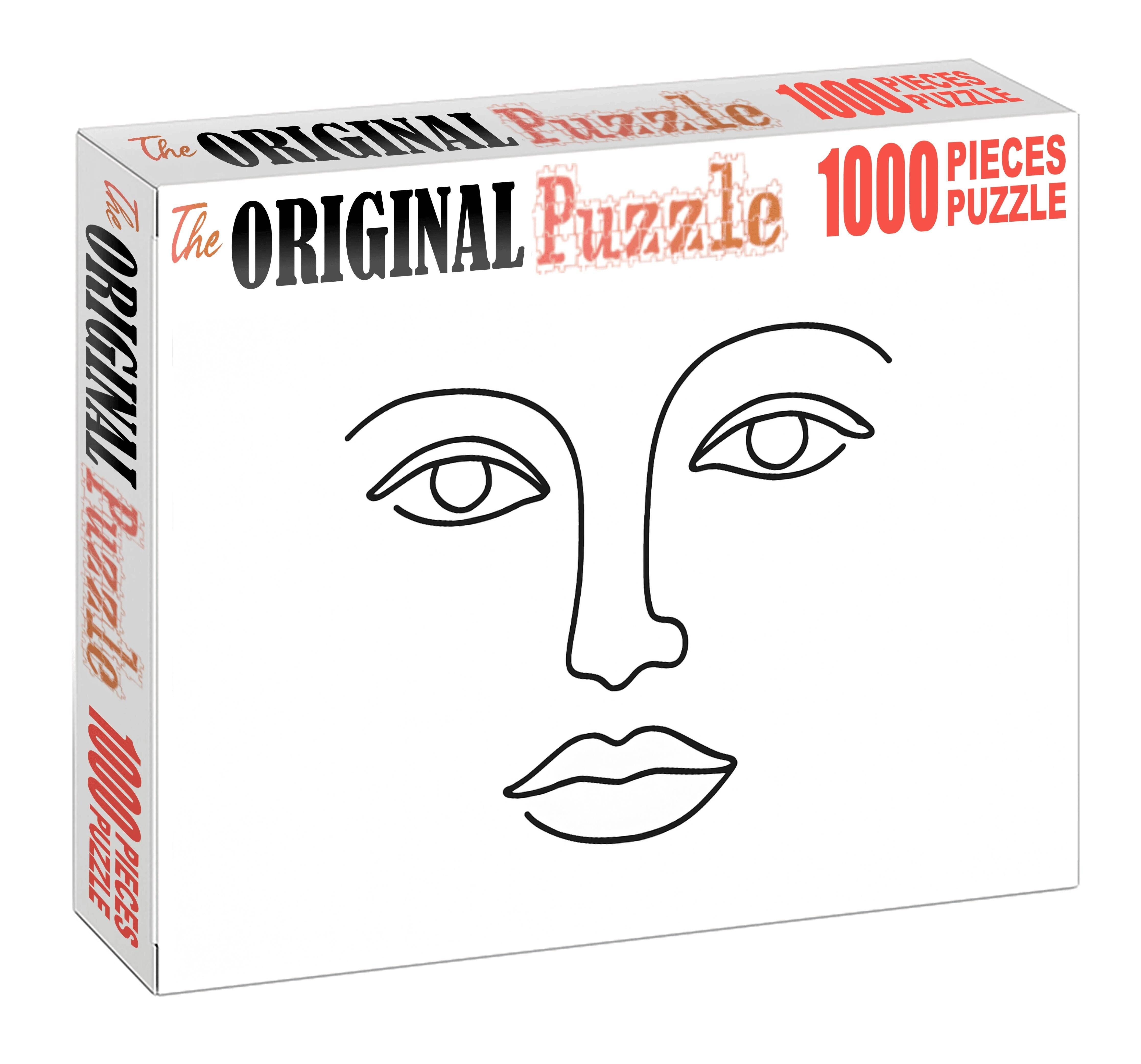 Portrait Study In Contour Lines Minimalist Ink Drawing With Emphasis On Expression 1000 Piece Puzzle