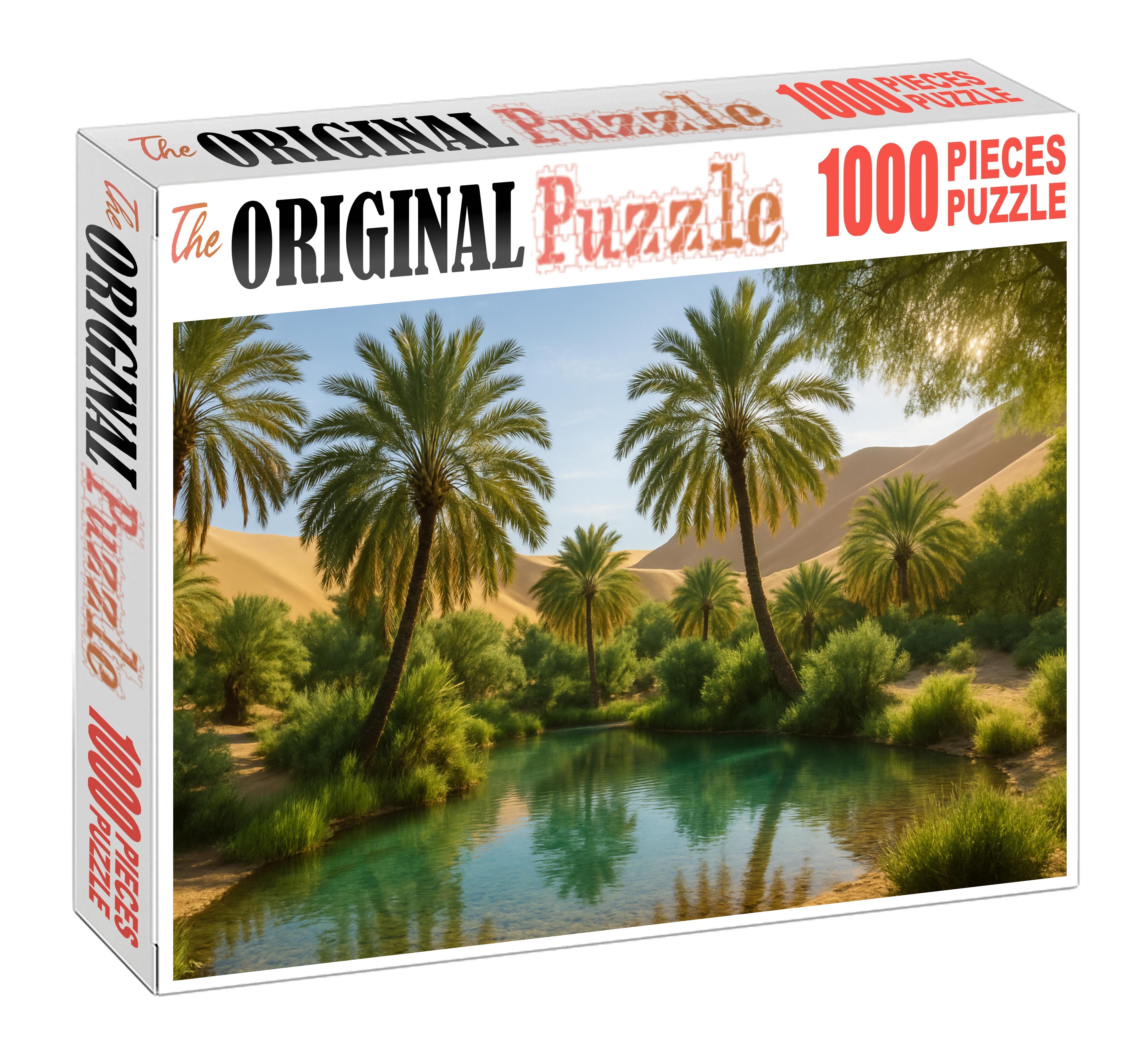 Hidden Oasis Dell Emerald Calm Amid Sand Sea Puzzle For Adults