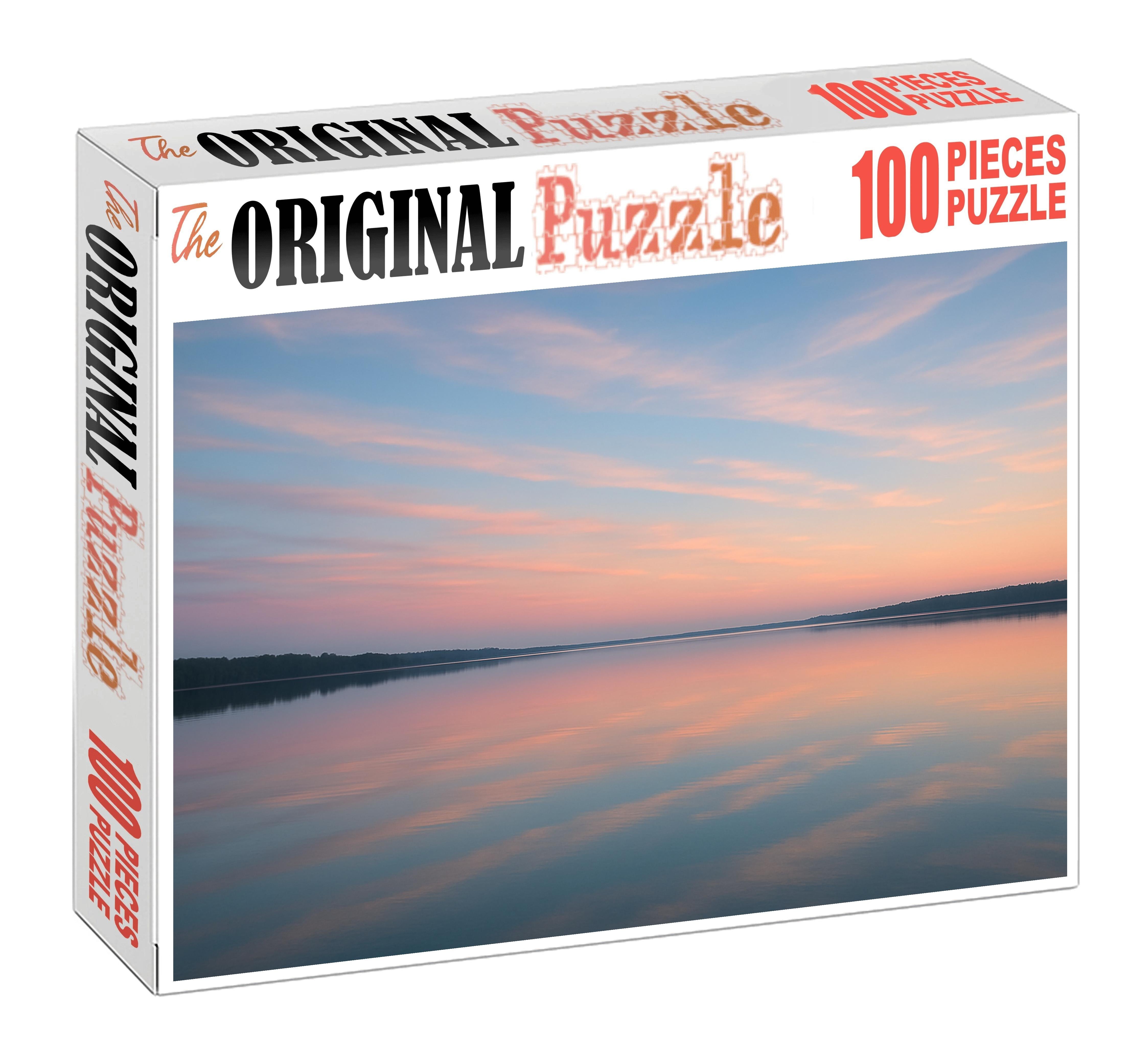 Pastel Horizon Over Serene Lake Premium Puzzle Pieces