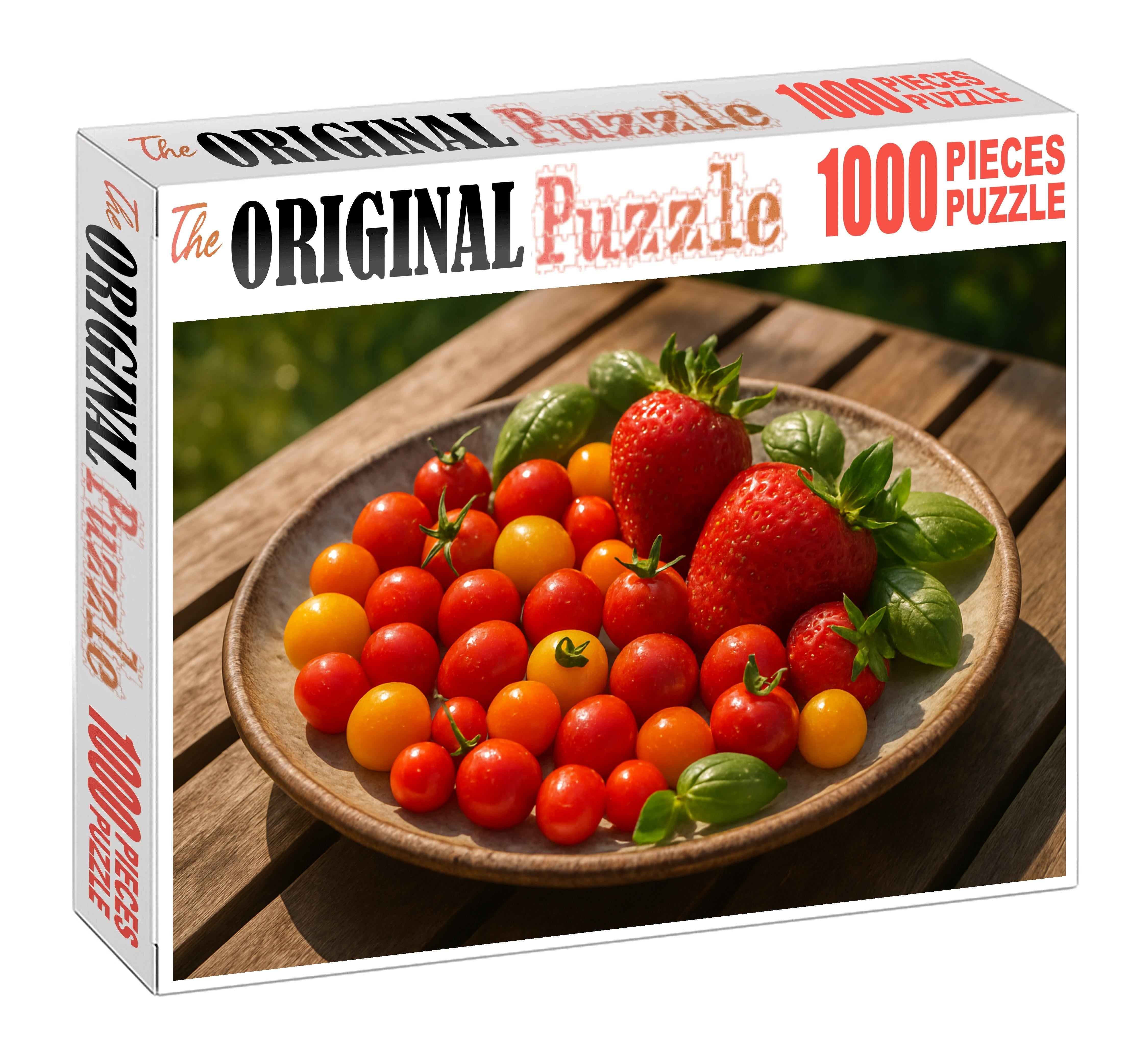 Garden Fusion Tomato Varieties Mixed With Strawberries And Basil Leaves 20 Piece Puzzle