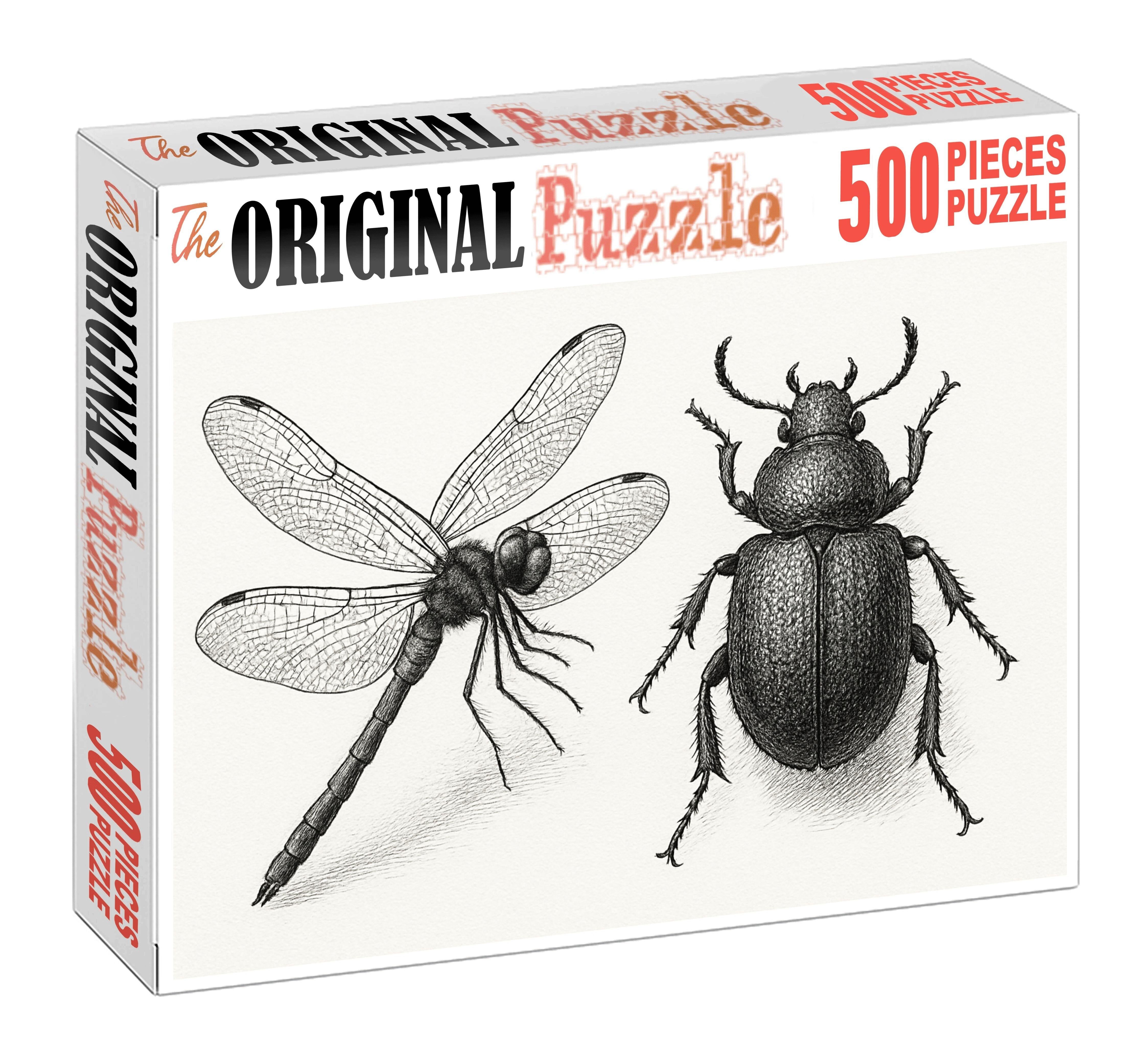 Whimsical Insect Anatomy Delicate Pen And Ink Linework Puzzle Challenge