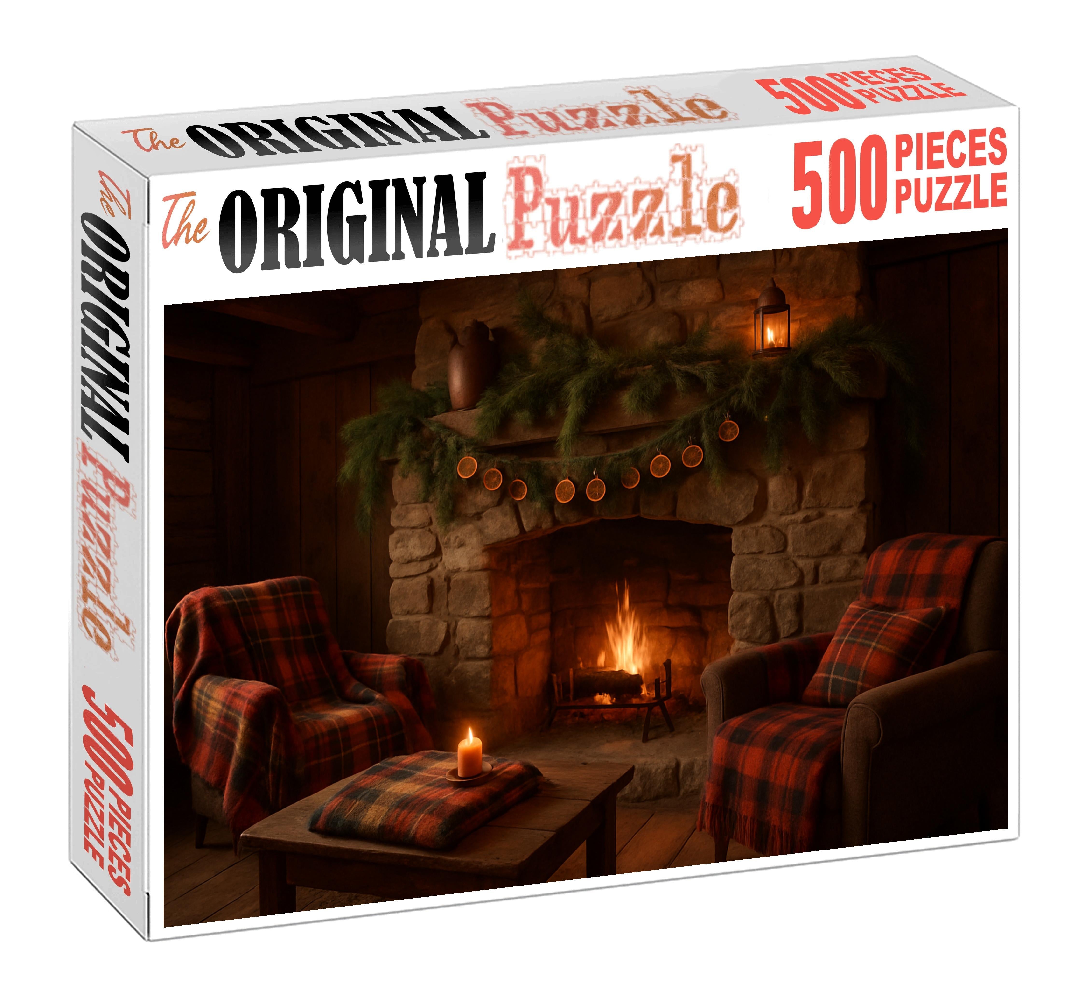 Rustic Winter Hearth Custom Jigsaw Puzzle