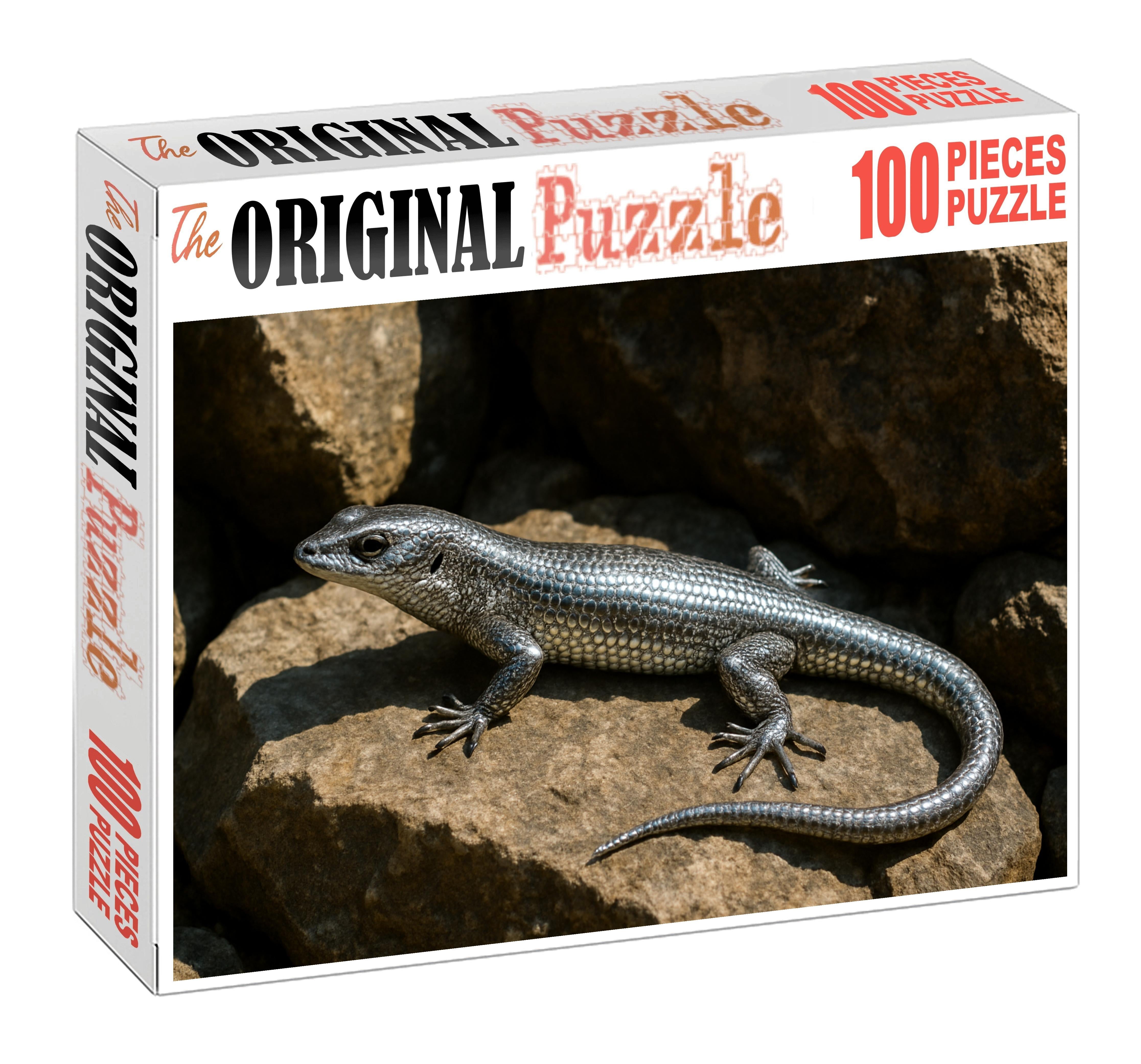 Silver Scale Skink Sun-basking Reptile With Reflective Armor Large Format Puzzle