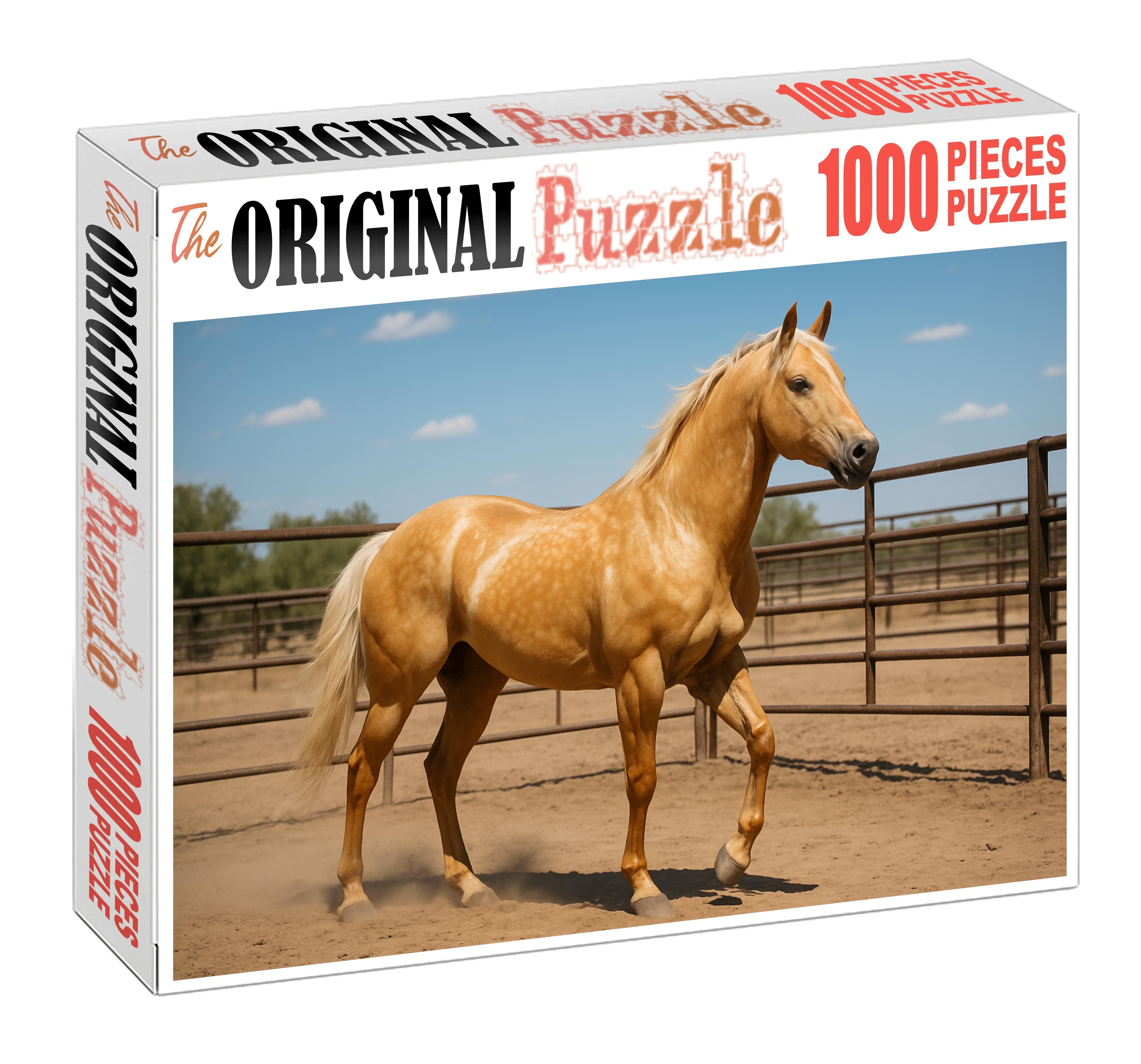 Golden Mirage Dappled Palomino Quarter Horse With Strong Stock Horse Traits Mini Puzzle