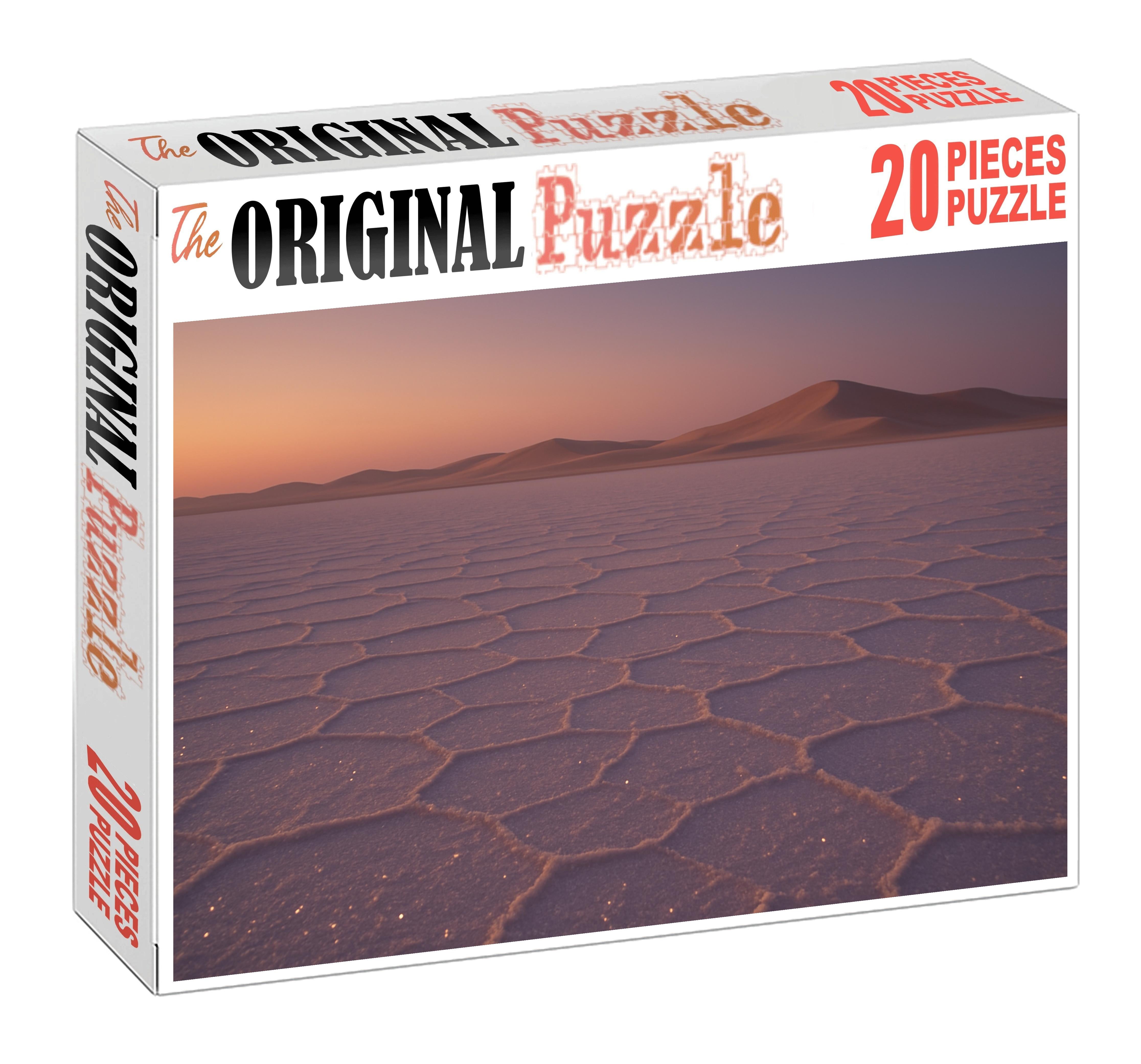 Salt Veil Basin Crystalline Desert Floor At Dusk Puzzle For Adults