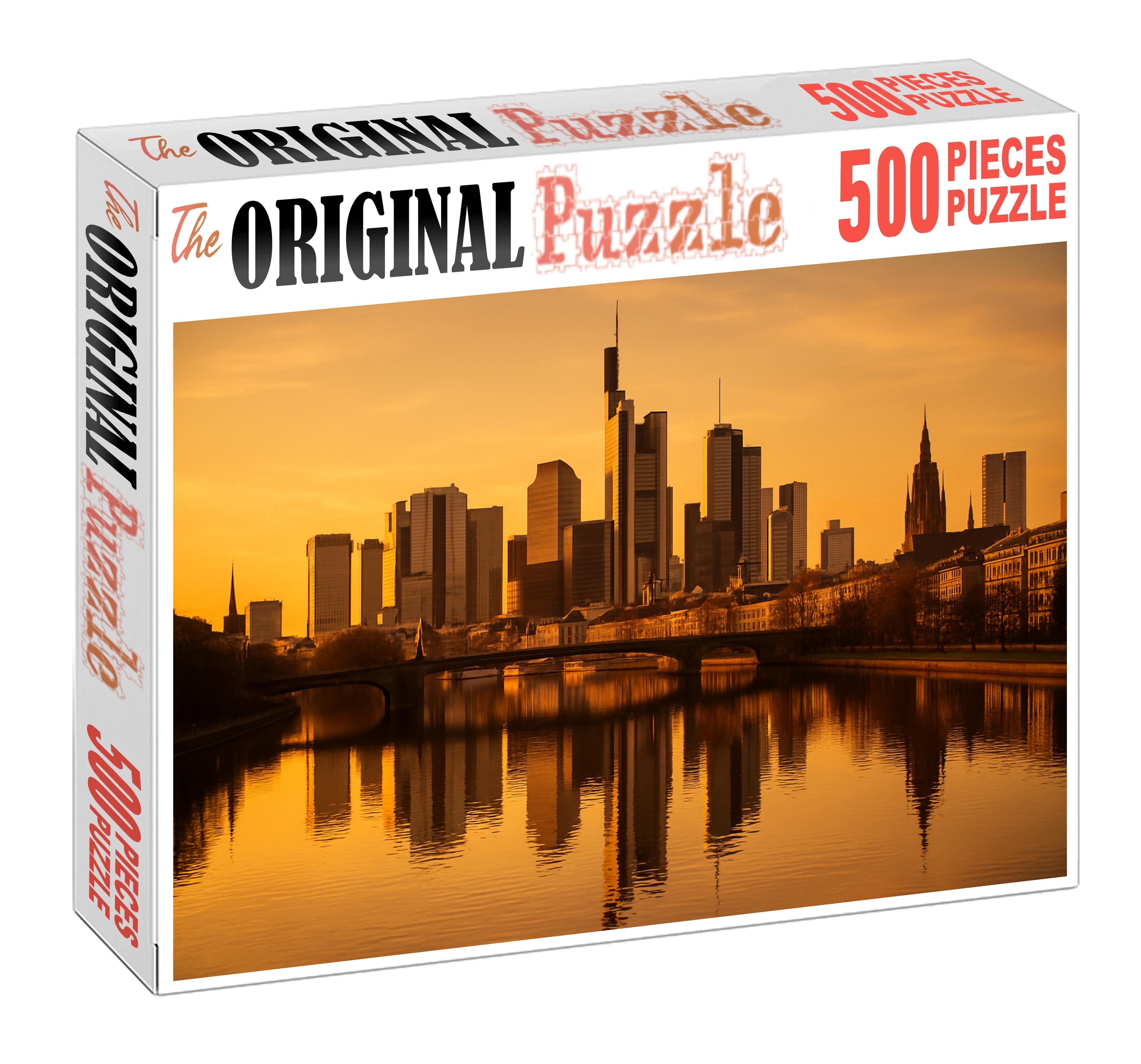Frankfurt Skyline Europe's Financial Hub With Iconic Messeturm Tower Mini Puzzle