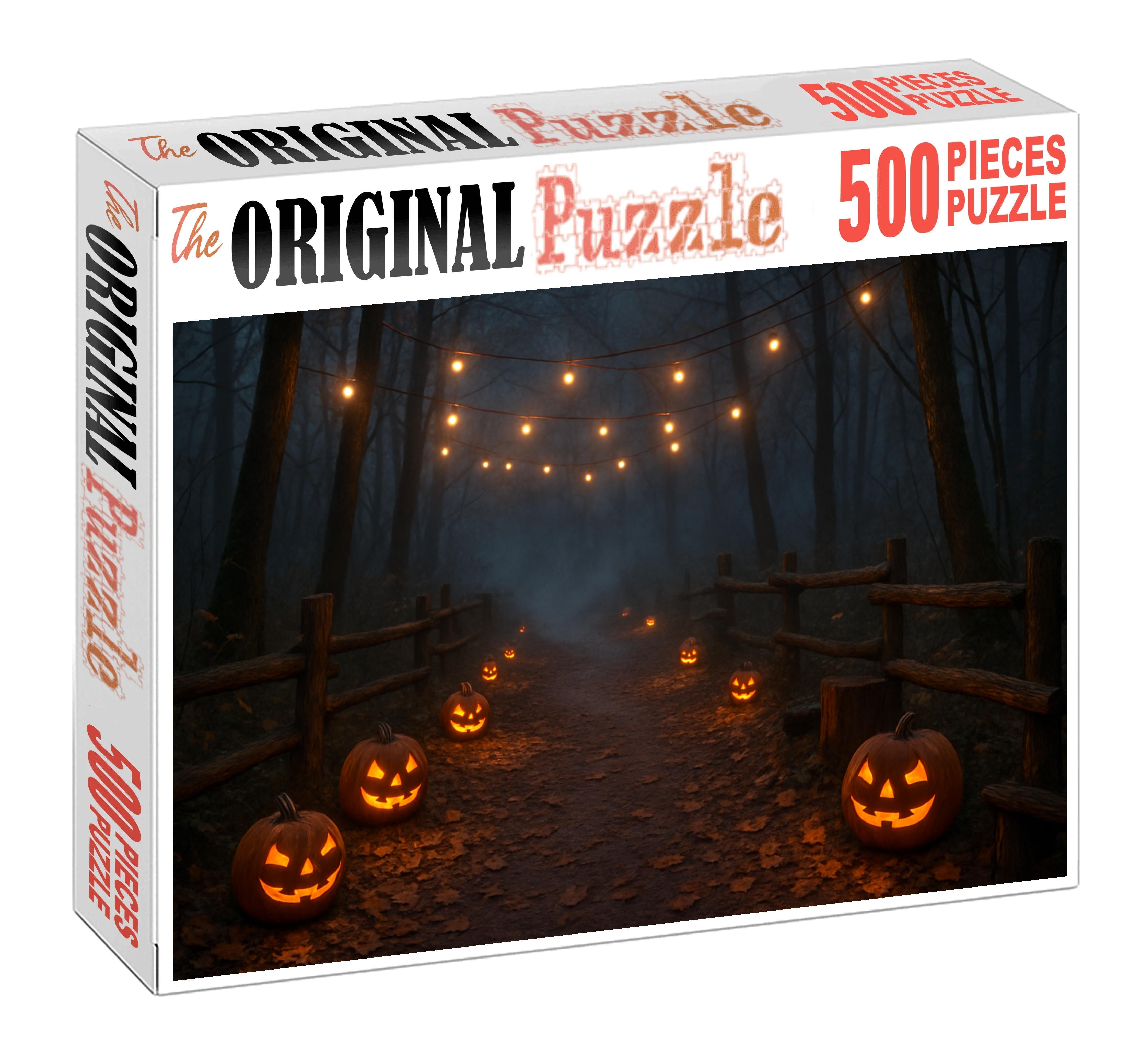 Moonlit Pumpkin Lantern Walk Large Format Puzzle