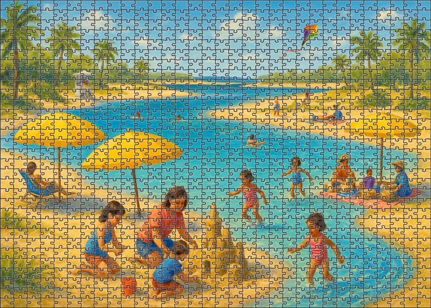 Family Lagoon Shore personalized wooden puzzle sets