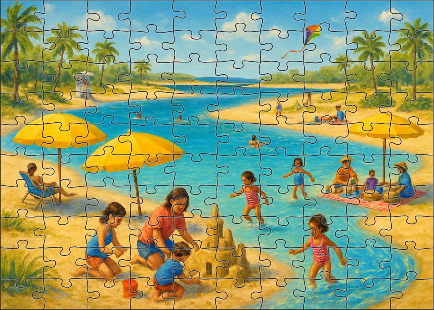 Family Lagoon Shore personalized wooden puzzle sets