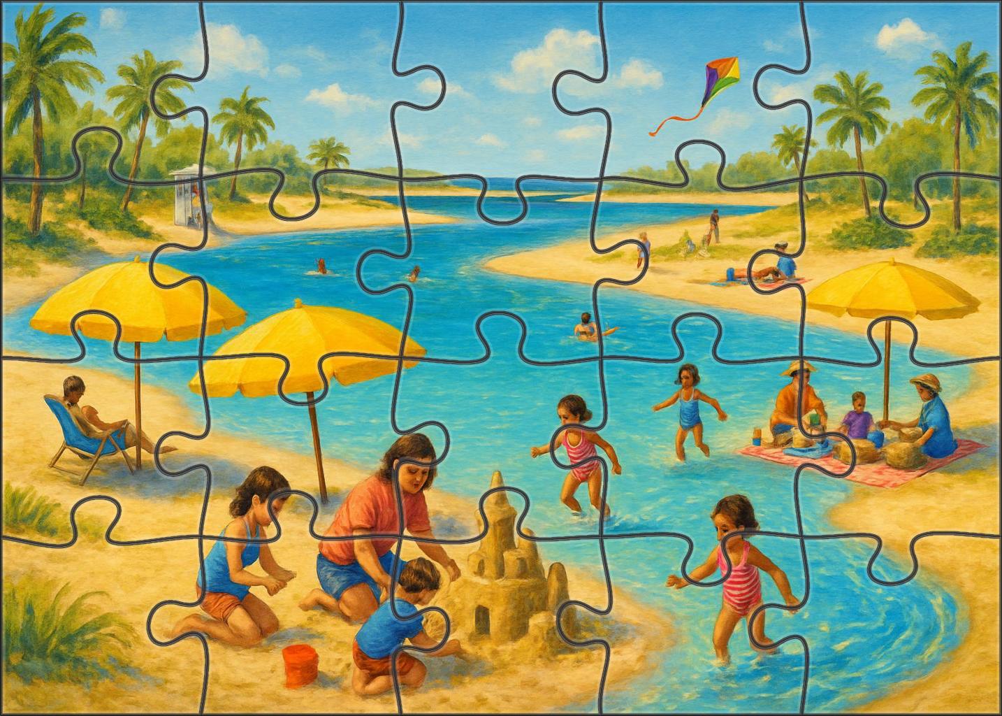 Family Lagoon Shore personalized wooden puzzle sets