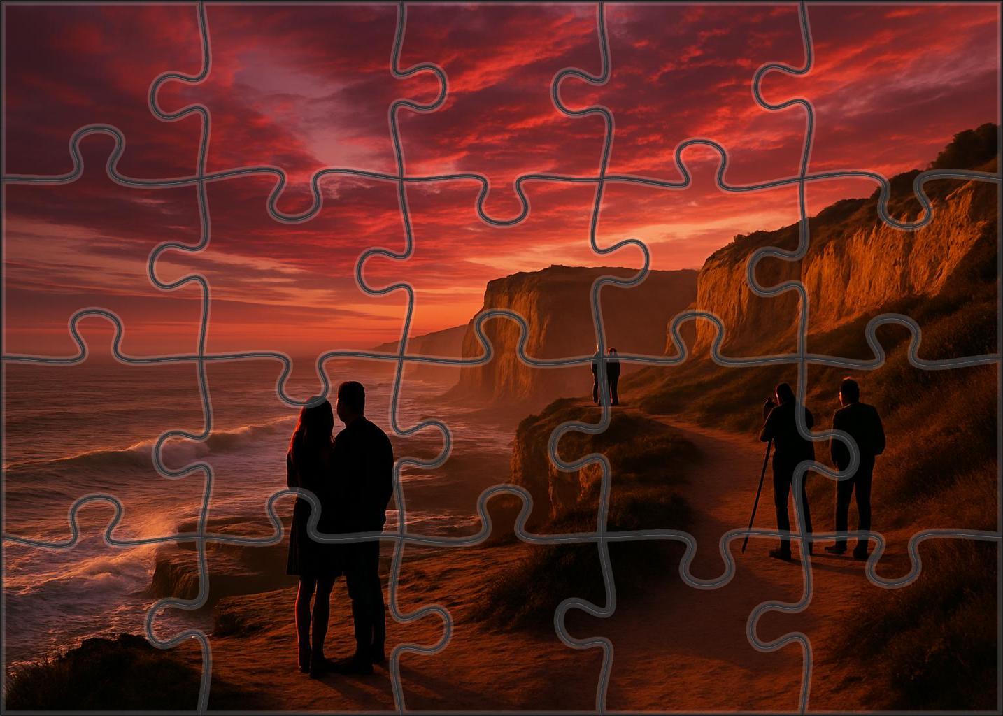 Cliffside Sunset Promenade fun interactive wooden jigsaw sets