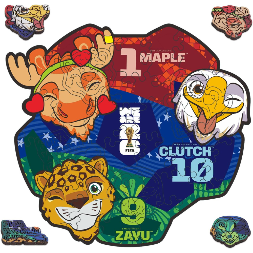 FIFA World Cup 2026 Mascot 26 Pieces Wooden Pocket Puzzle