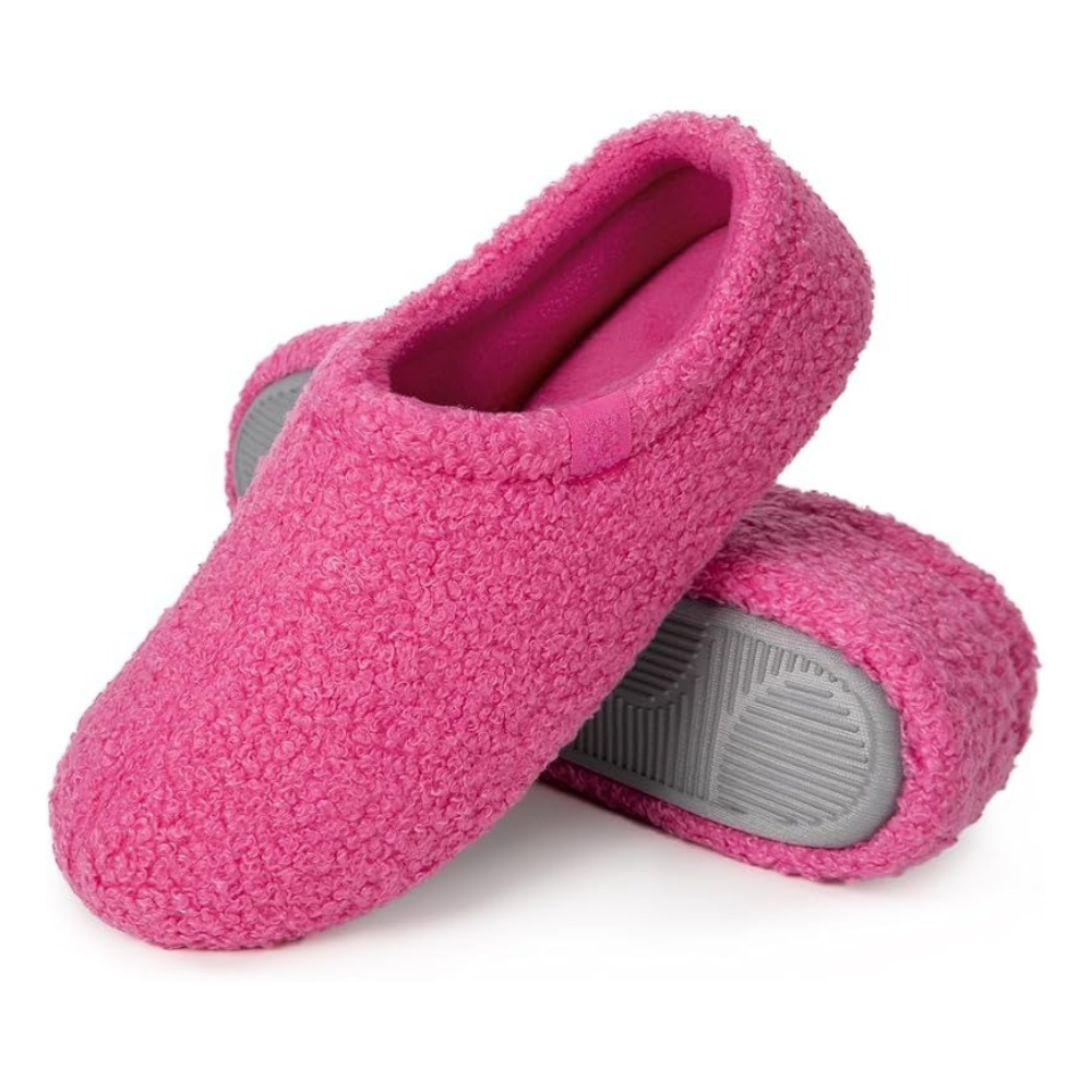 Women Memory Foam Loafer Slippers With Fuzzy Curly Fur And Cozy Fleece Lining