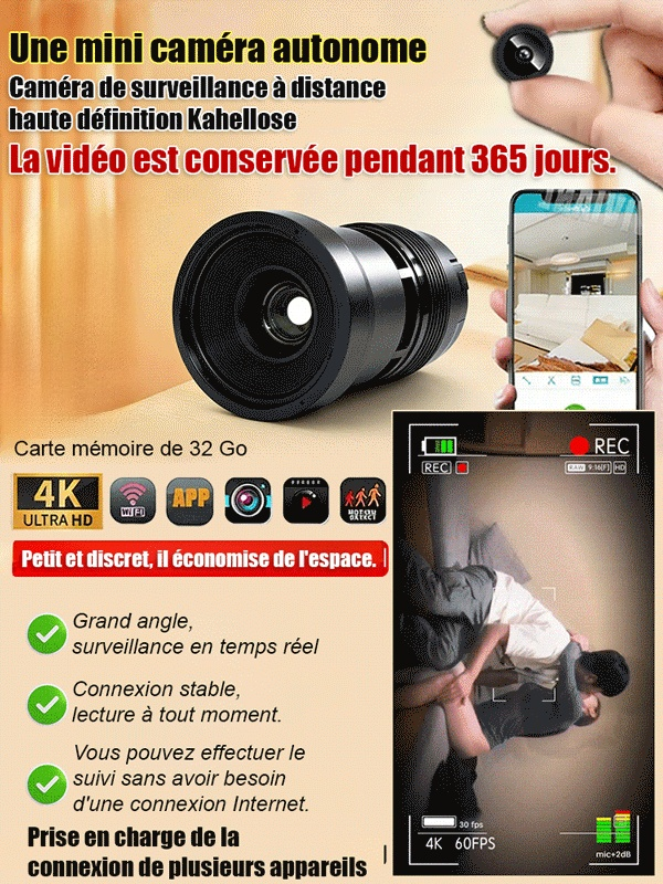 【3 mégapixels ultra haute définition】Caméra de surveillance sans fil à distance haute définition