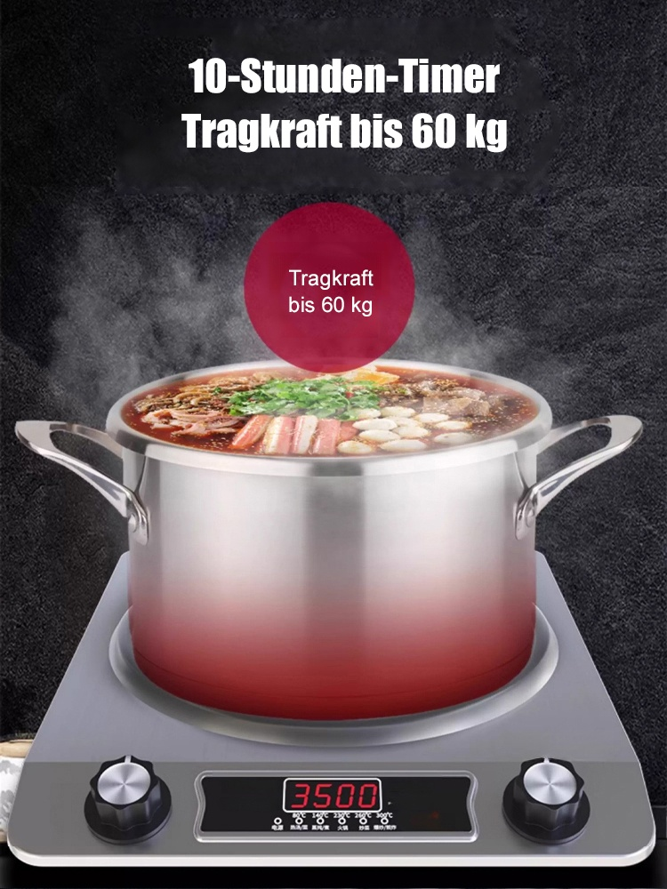 【Unabhängig vom Topftyp】Schnellheizende, leistungsstarke, konkave Induktionskochplatte