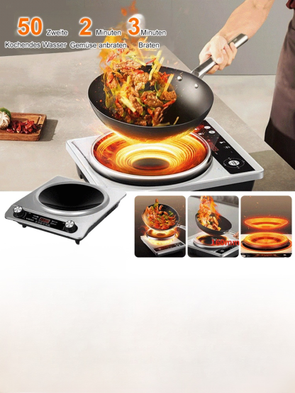 【Unabhängig vom Topftyp】Schnellheizende, leistungsstarke, konkave Induktionskochplatte