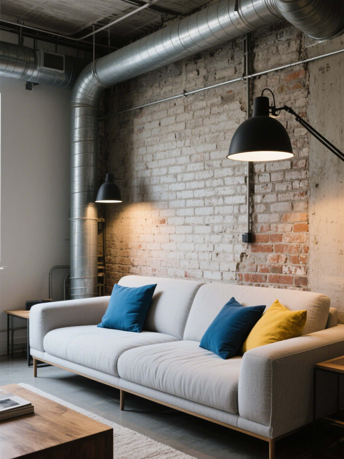 Látková pohovka s dekorativními polštáři