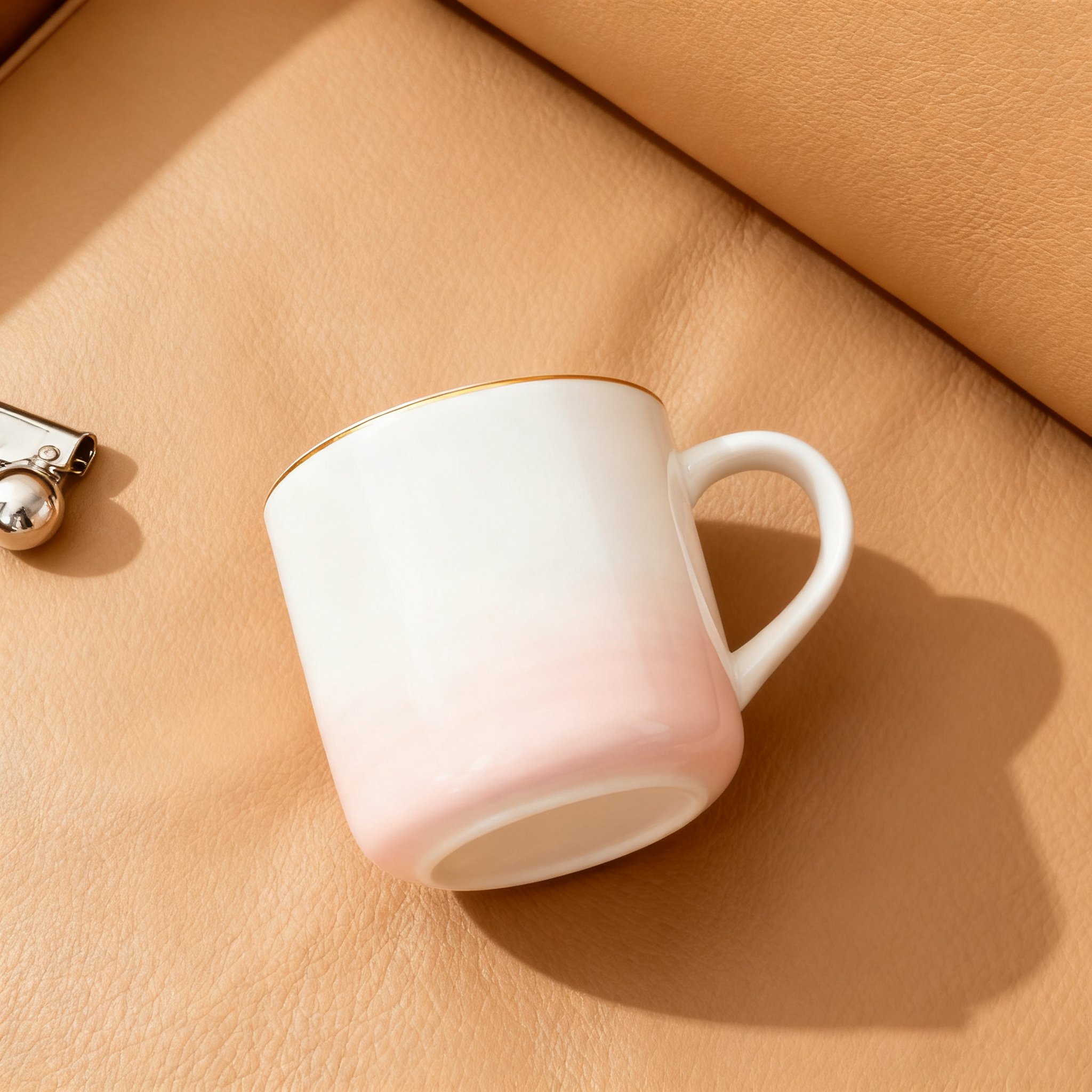 Tasse à effet dégradé rose sur une table
